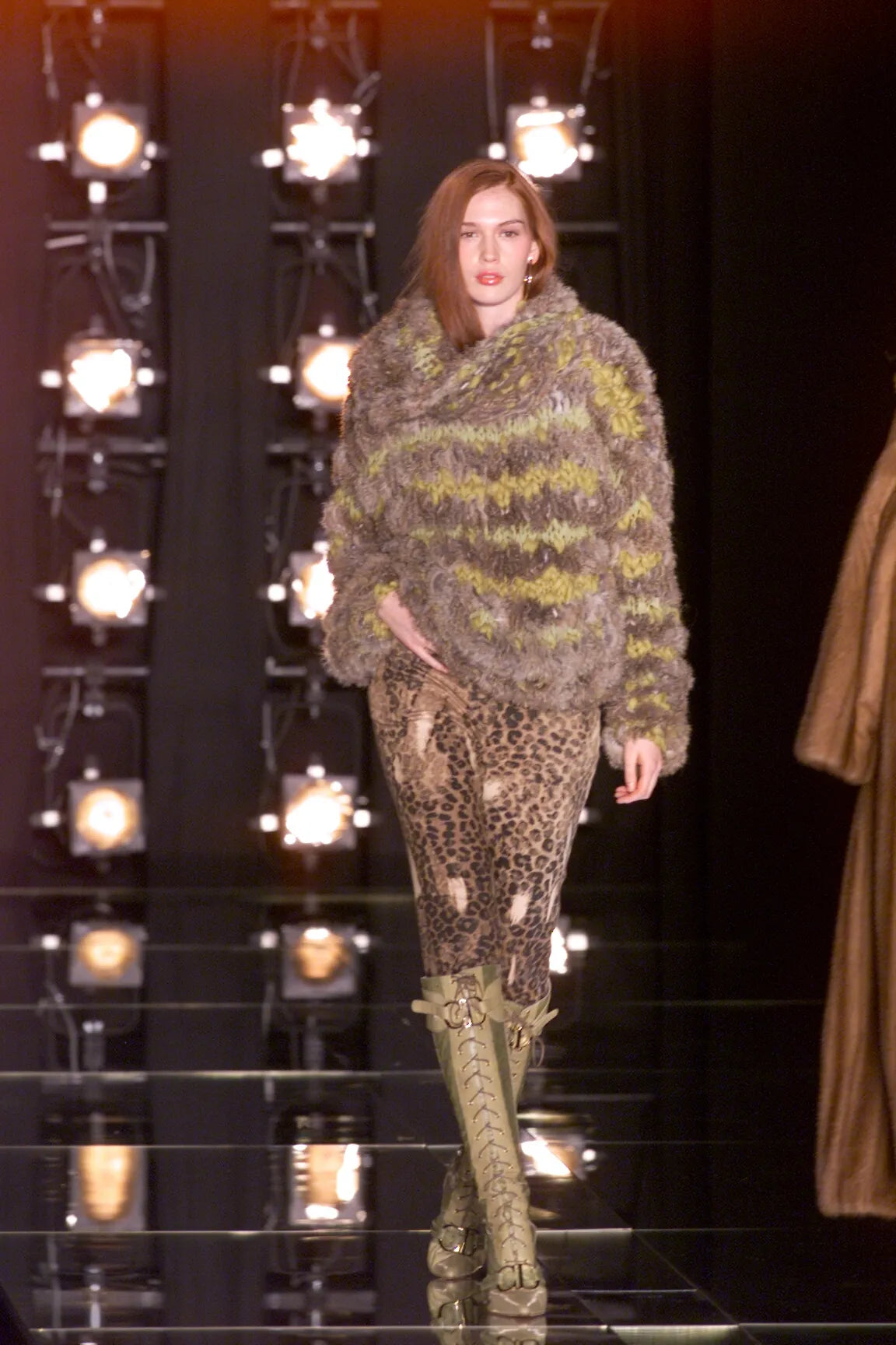 Vintage F/W 2000's Christian Dior Black Rabbit Fur Crochet Sweater