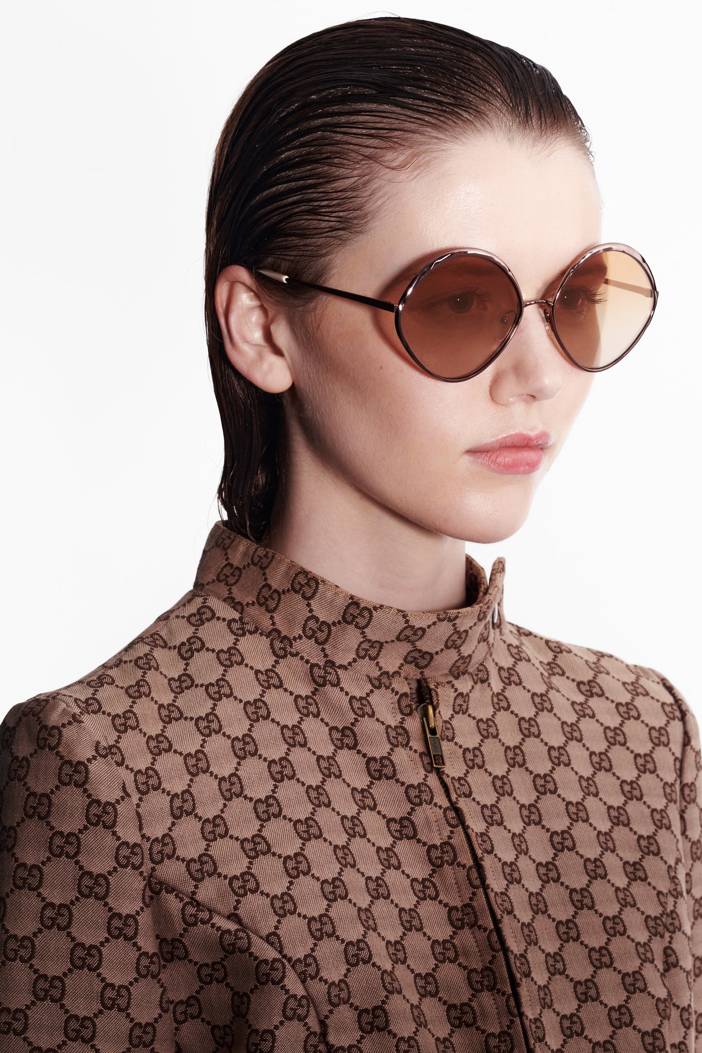 2021 Oversize Circle Rose Gold Mirror Sunglasses