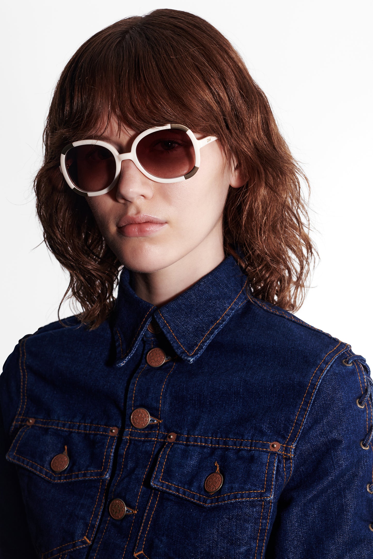Vintage 2000’s Cream And Gold Square Sunglasses