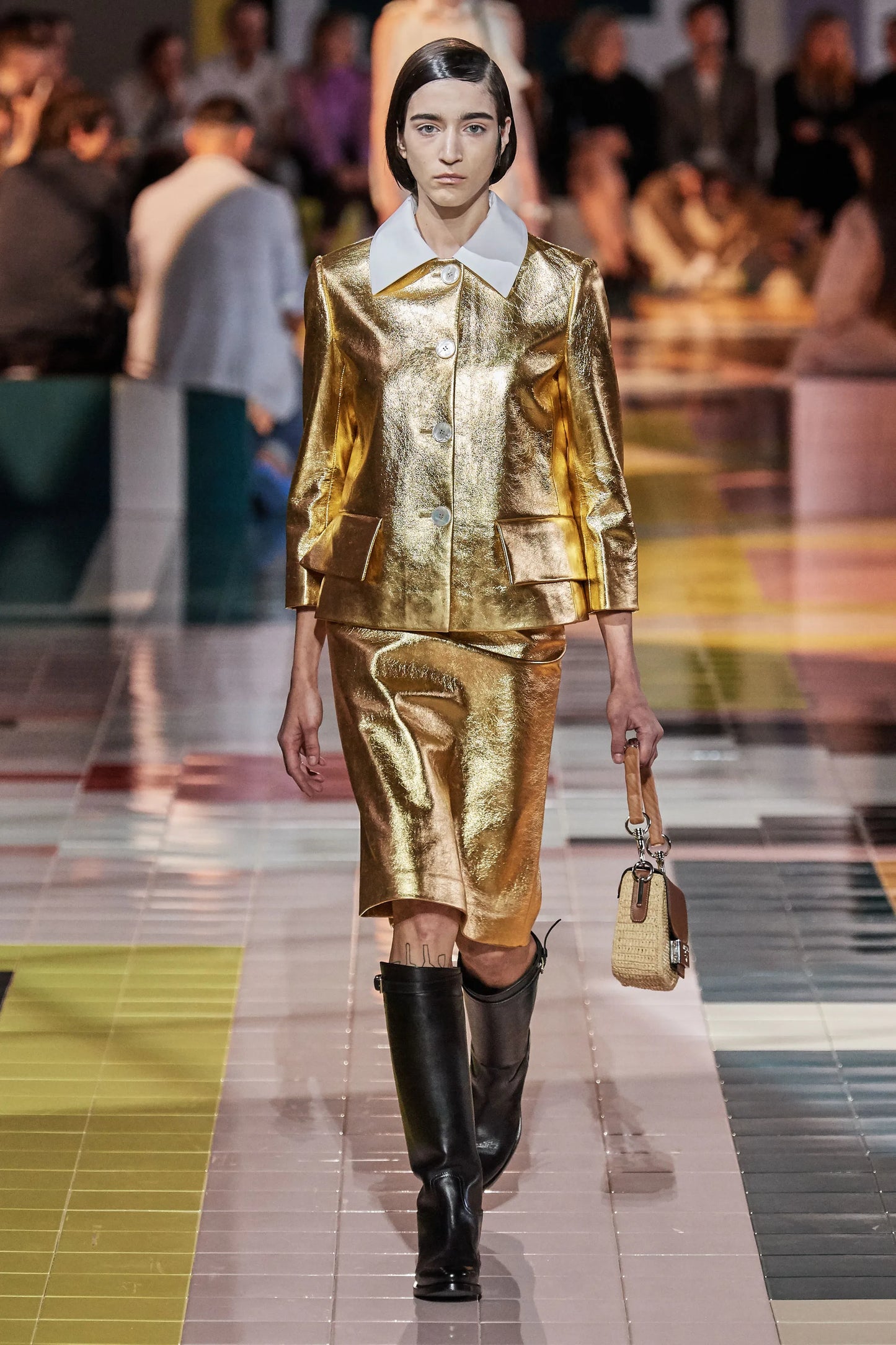 2019 Gold Leather Dress