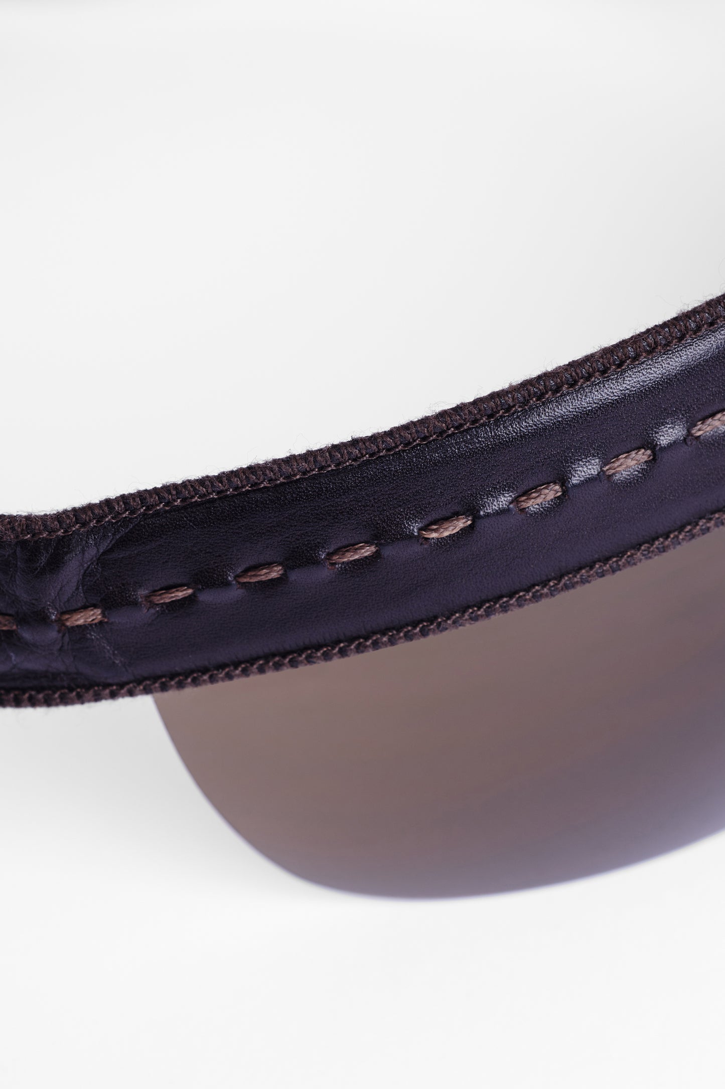 1990's Brown Leather Tassel Shield Sunglasses