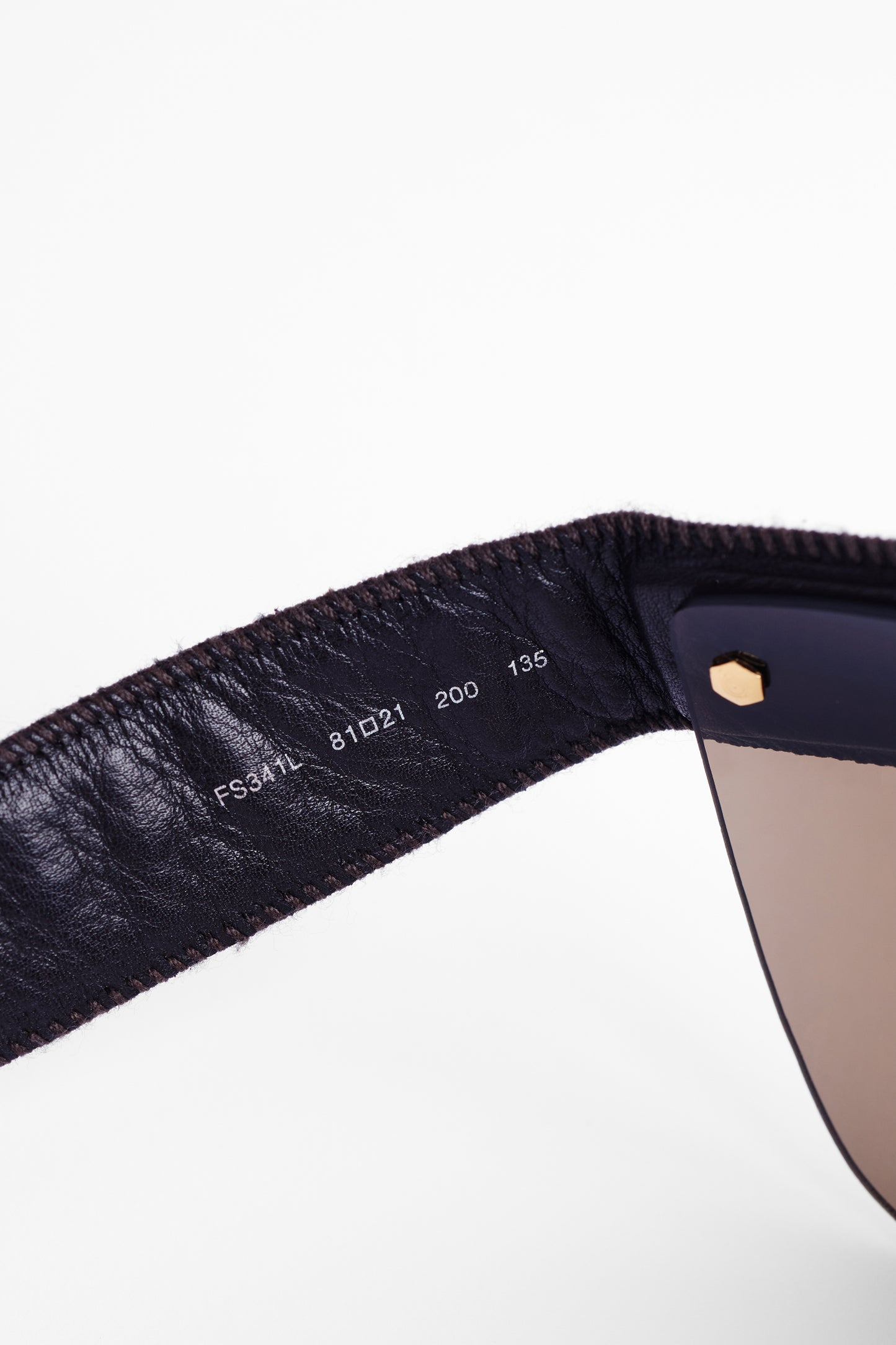1990's Brown Leather Tassel Shield Sunglasses