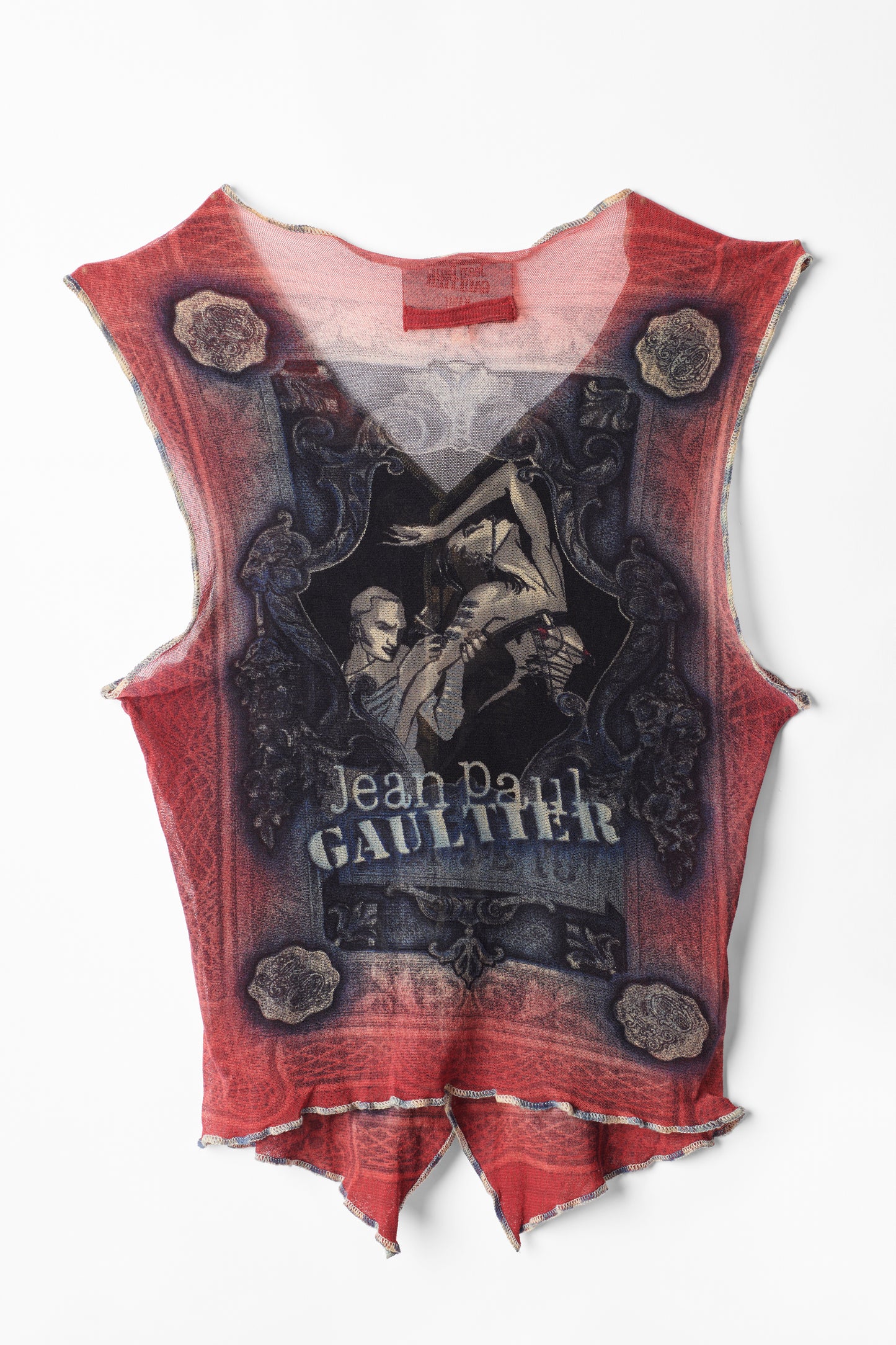 Vintage Mesh Printed Waistcoat Vest