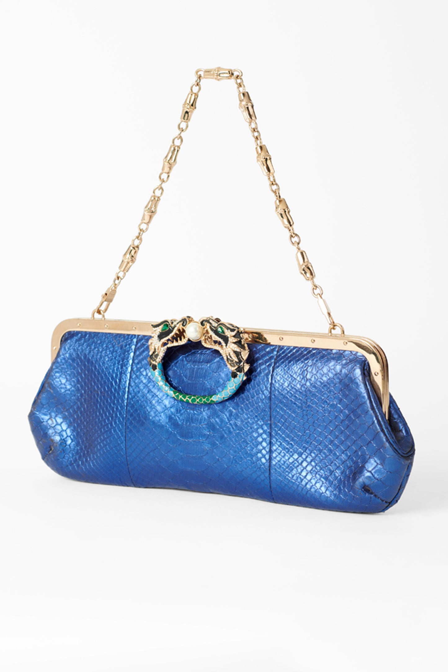 F/W 2004 Blue Iridescent Python Clutch