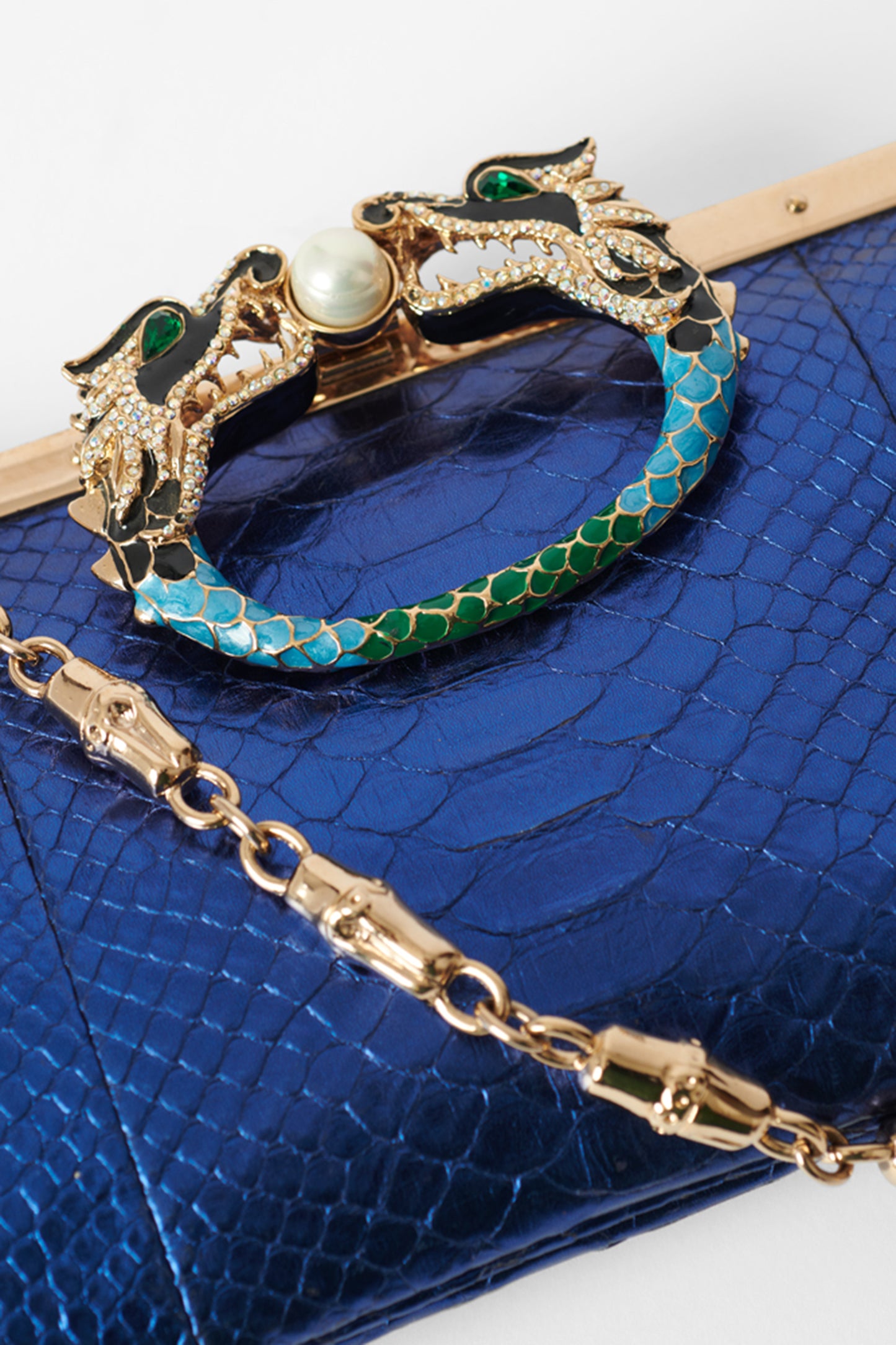 F/W 2004 Blue Iridescent Python Clutch