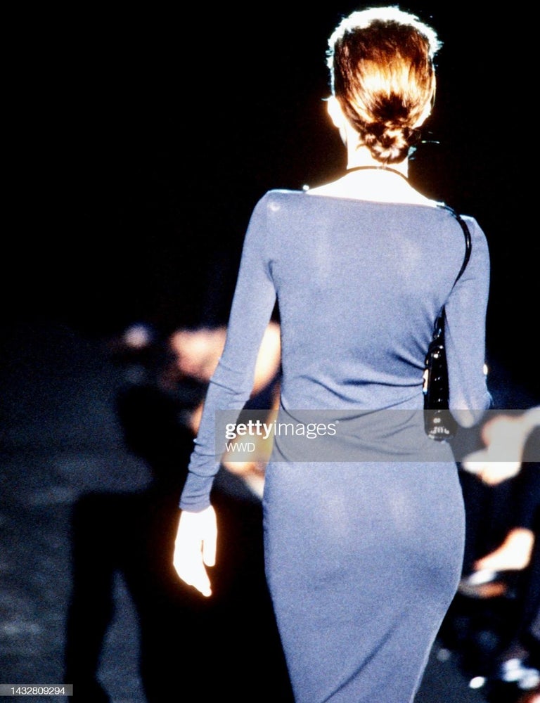 Vintage S/S 1998 Runway Leather Strap Black Long Sleeve Dress