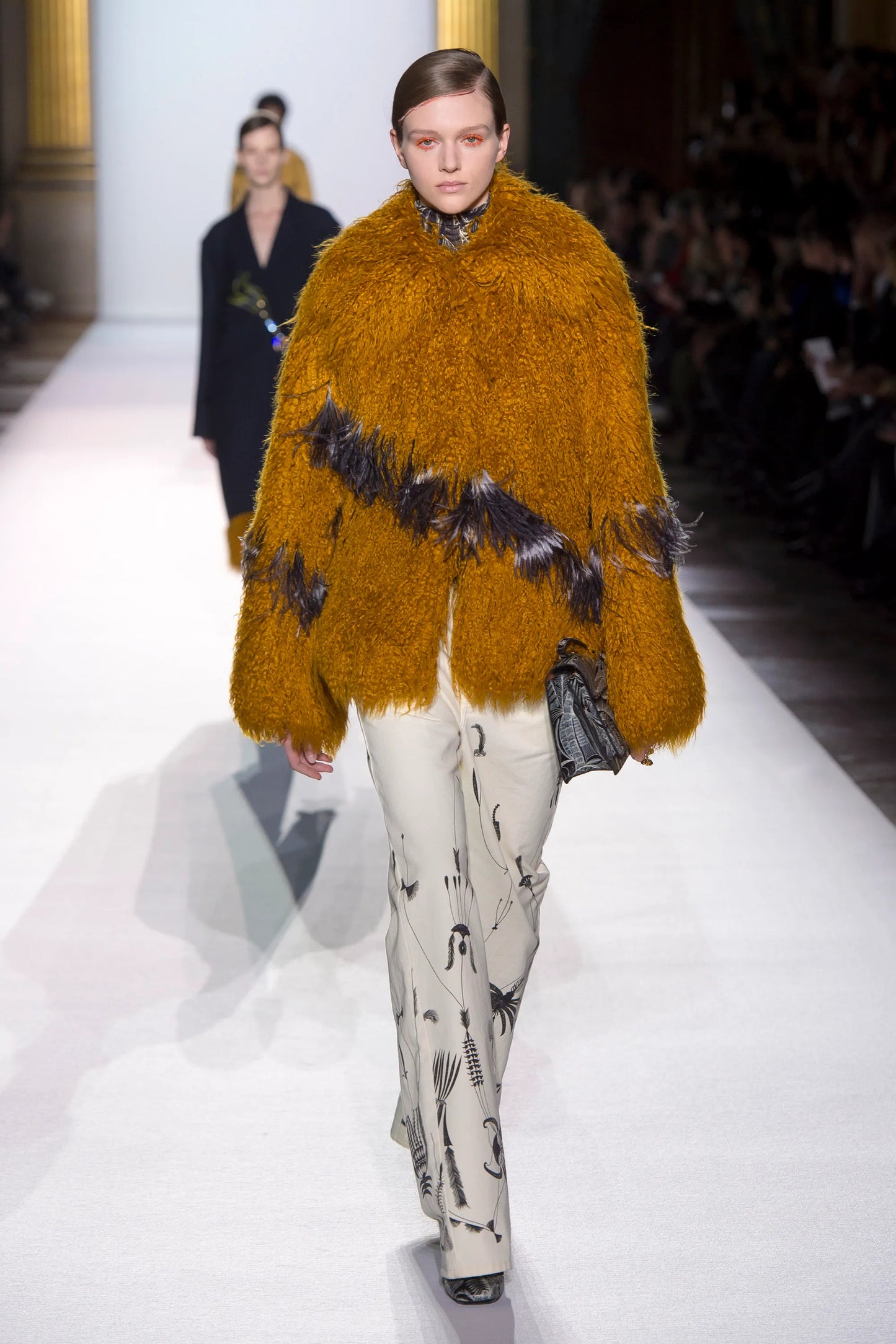 2018 Runway Mustard Faux Shearling Coat