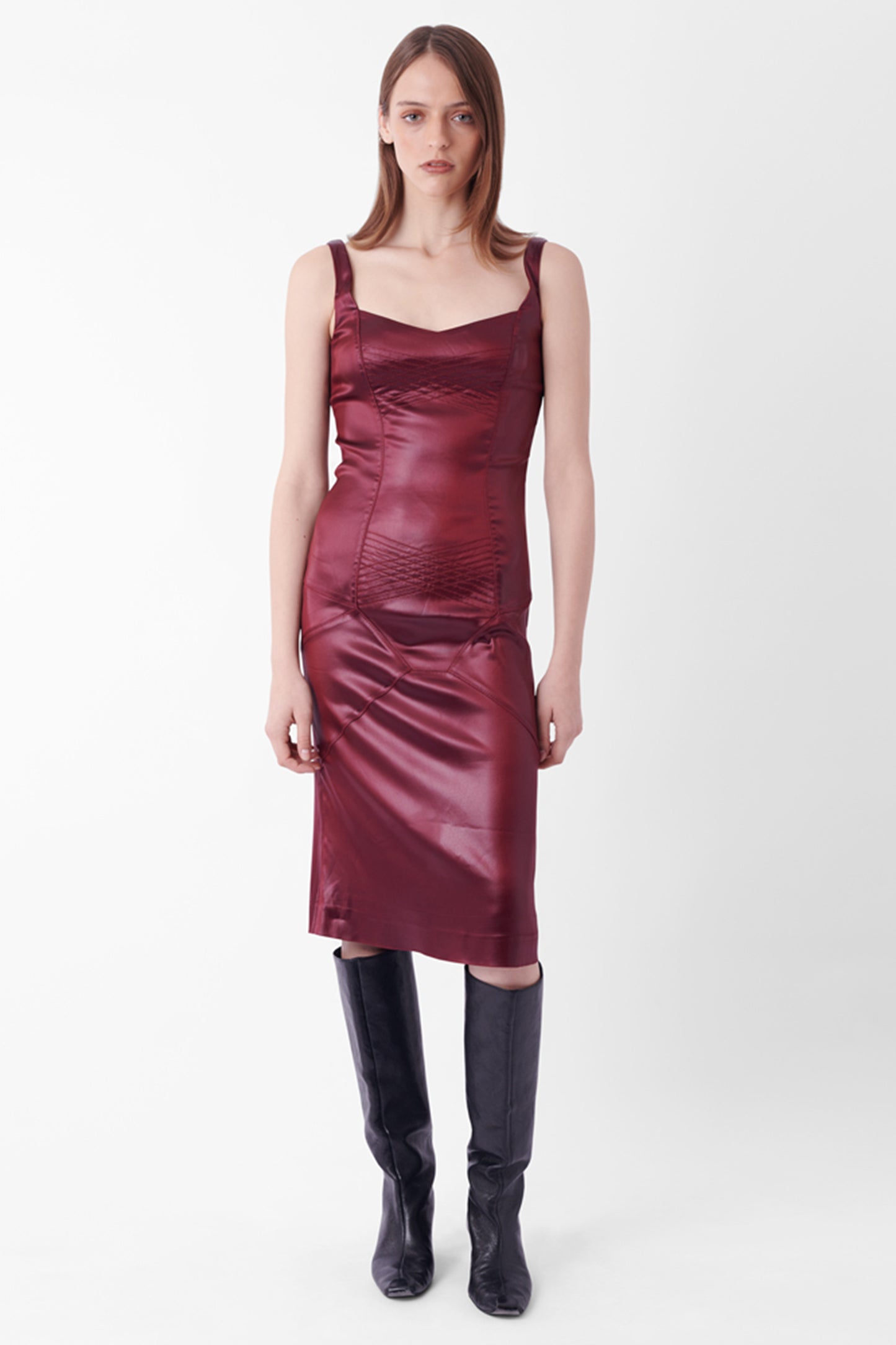 Vintage F/W 2000 Satin Burgundy Dress