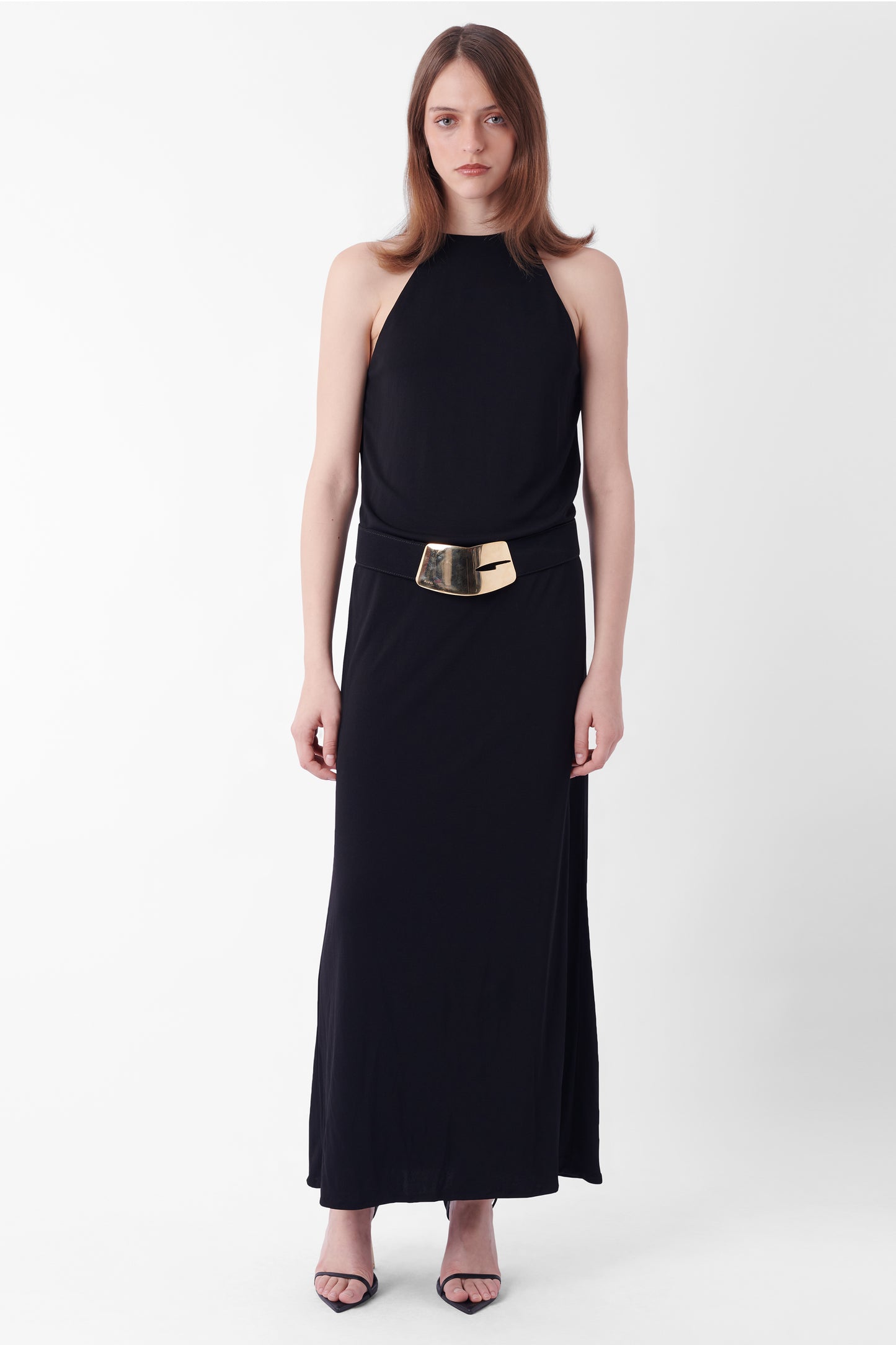 FW 1996 Runway Keyhole Black Maxi Dress