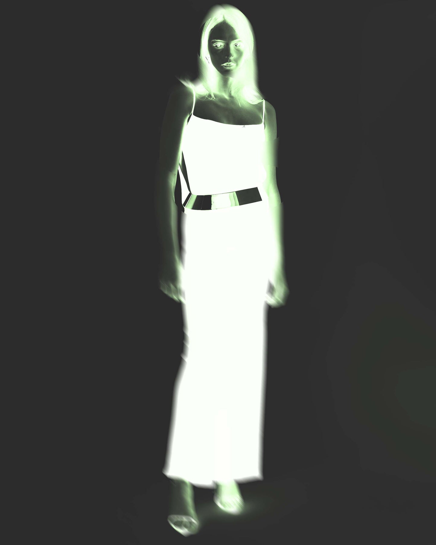 Vintage FW 1996 Runway Black Maxi Strappy Dress With Gold Belt
