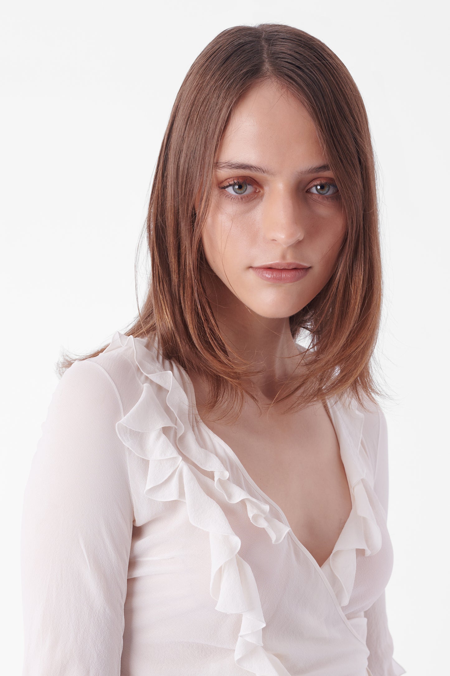 Vintage White Silk Frill Blouse