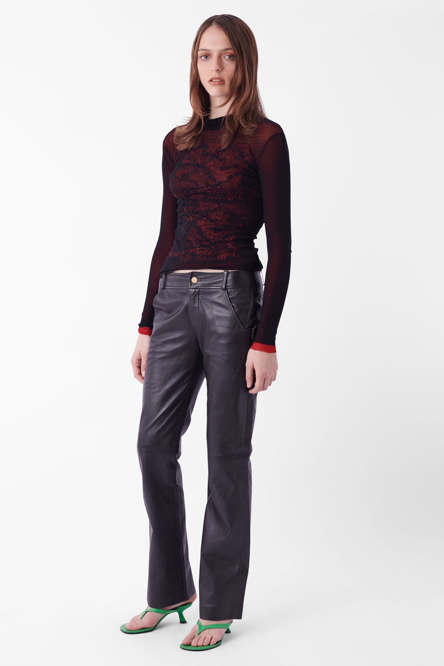 Vintage 00’s Black & Red Mesh Long Sleeve Top