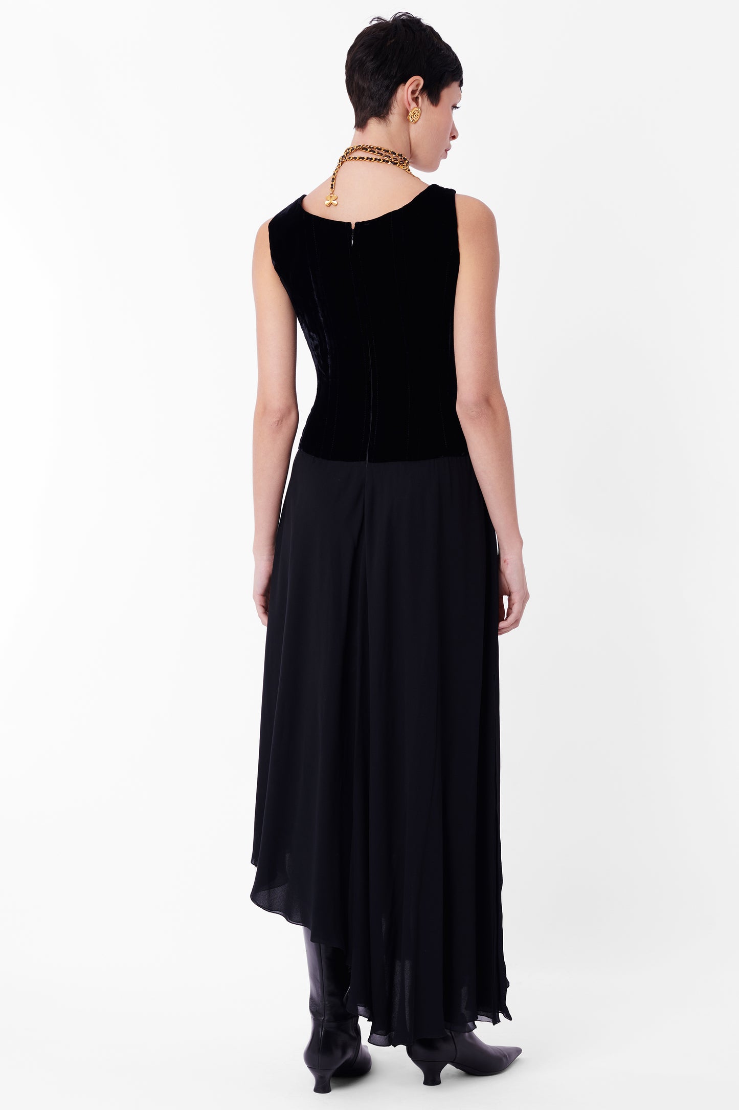 Vintage F/W 1993 Runway Black Velvet Boned Corset Dress