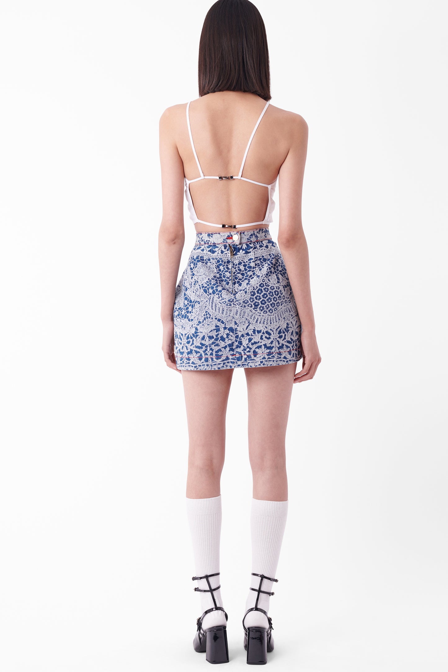 Vintage F/W 1992 ‘Always On Camera’ Lace Print Denim Mini Skirt