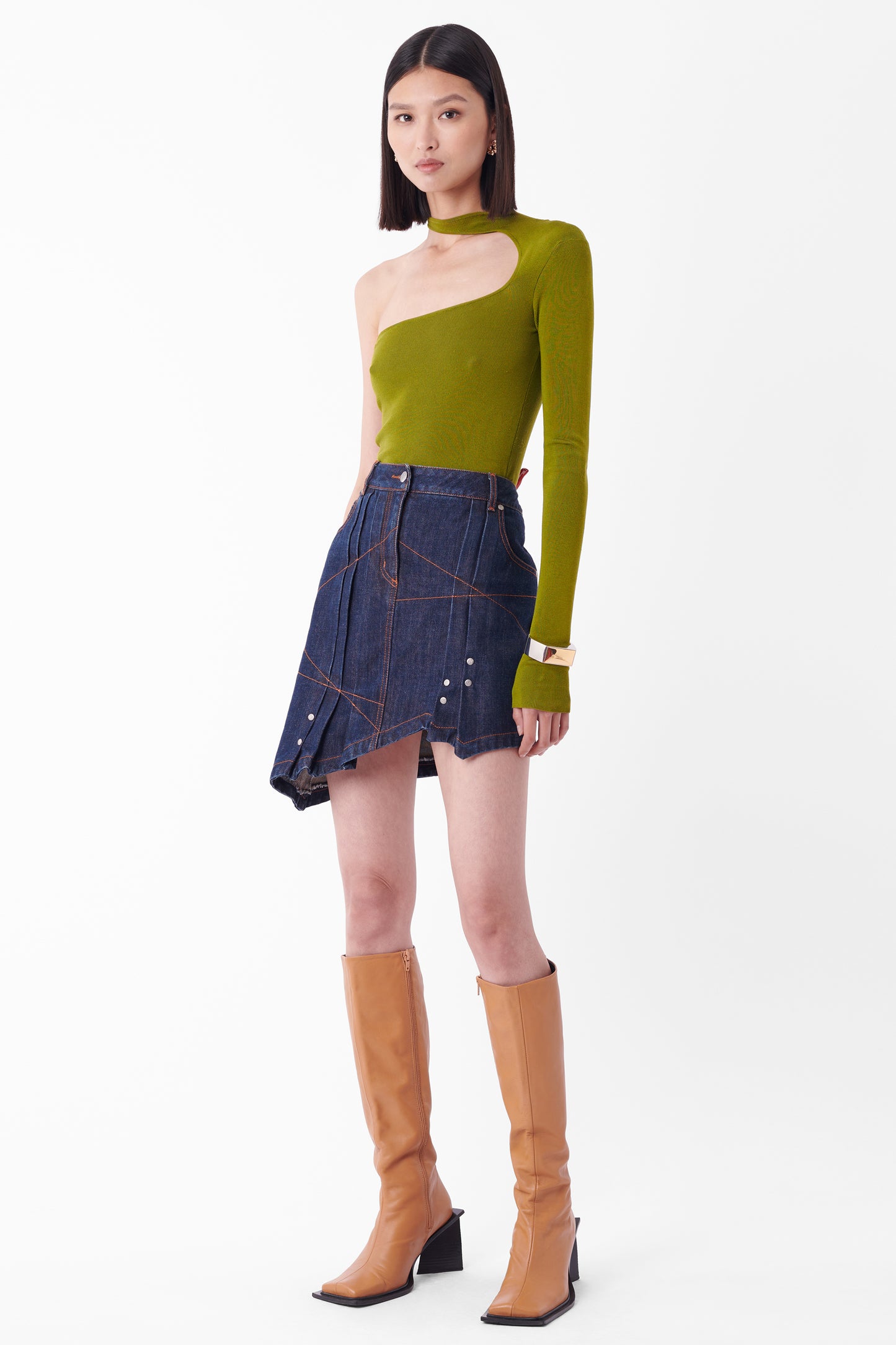 Vintage Asymmetric Denim Skirt