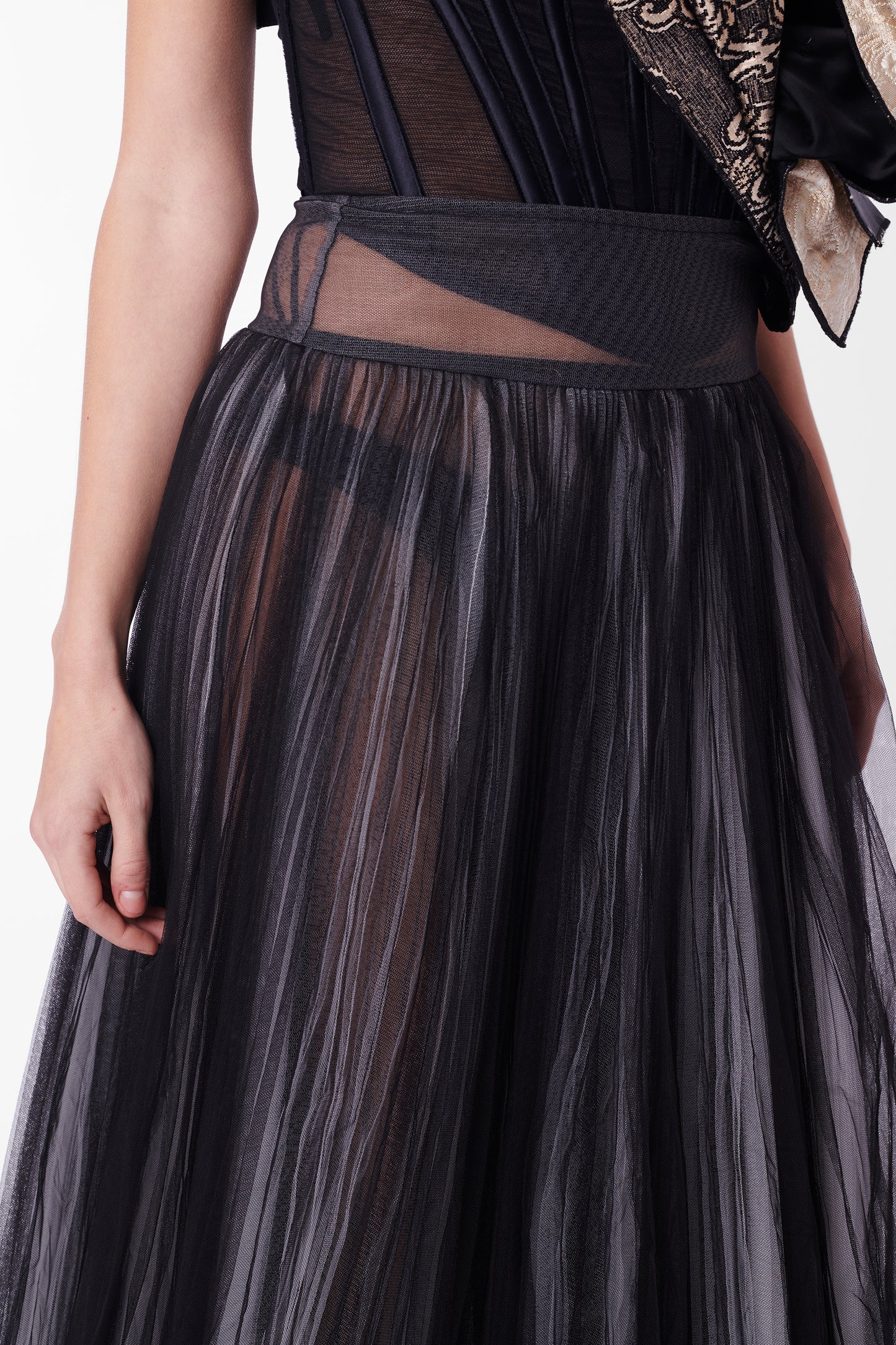 Vintage Black White Layered Tulle Sheer Skirt