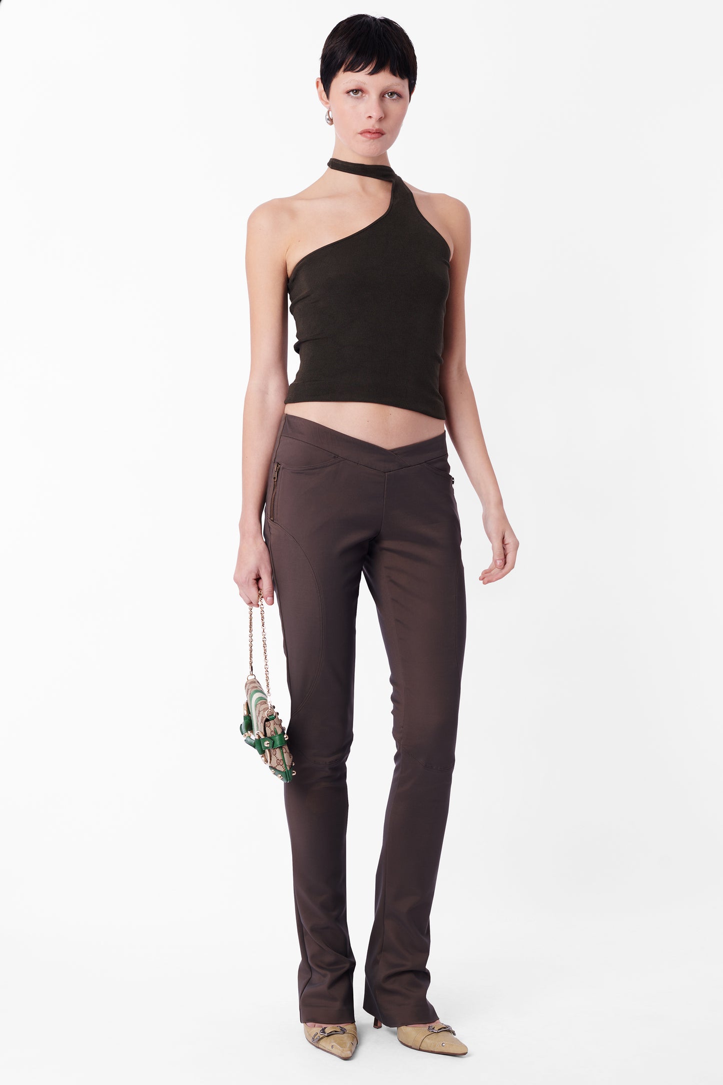 Vintage F/W 2003 V Shape Zip Brown Trousers