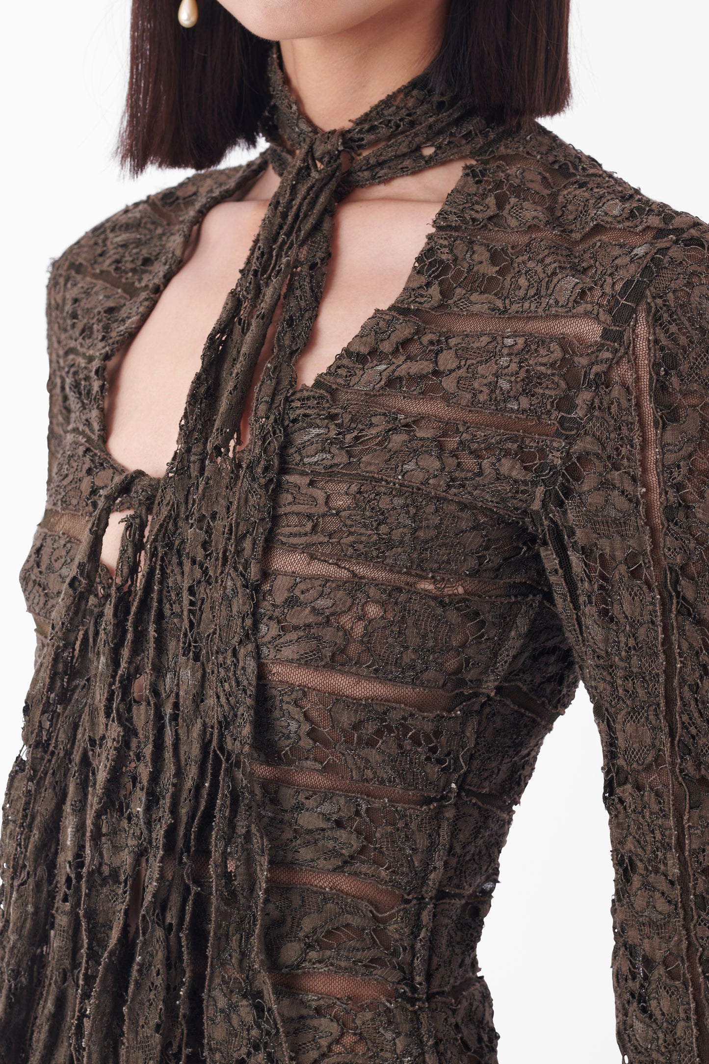 Vintage F/W 2002 Runway Sheer Lace Green Co–ord Set