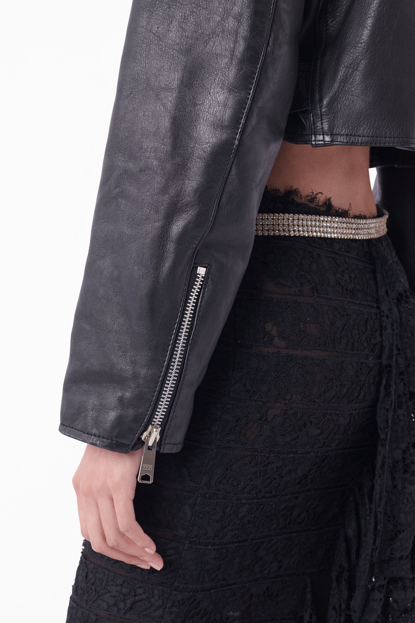 Vintage Cropped Leather Biker Jacket