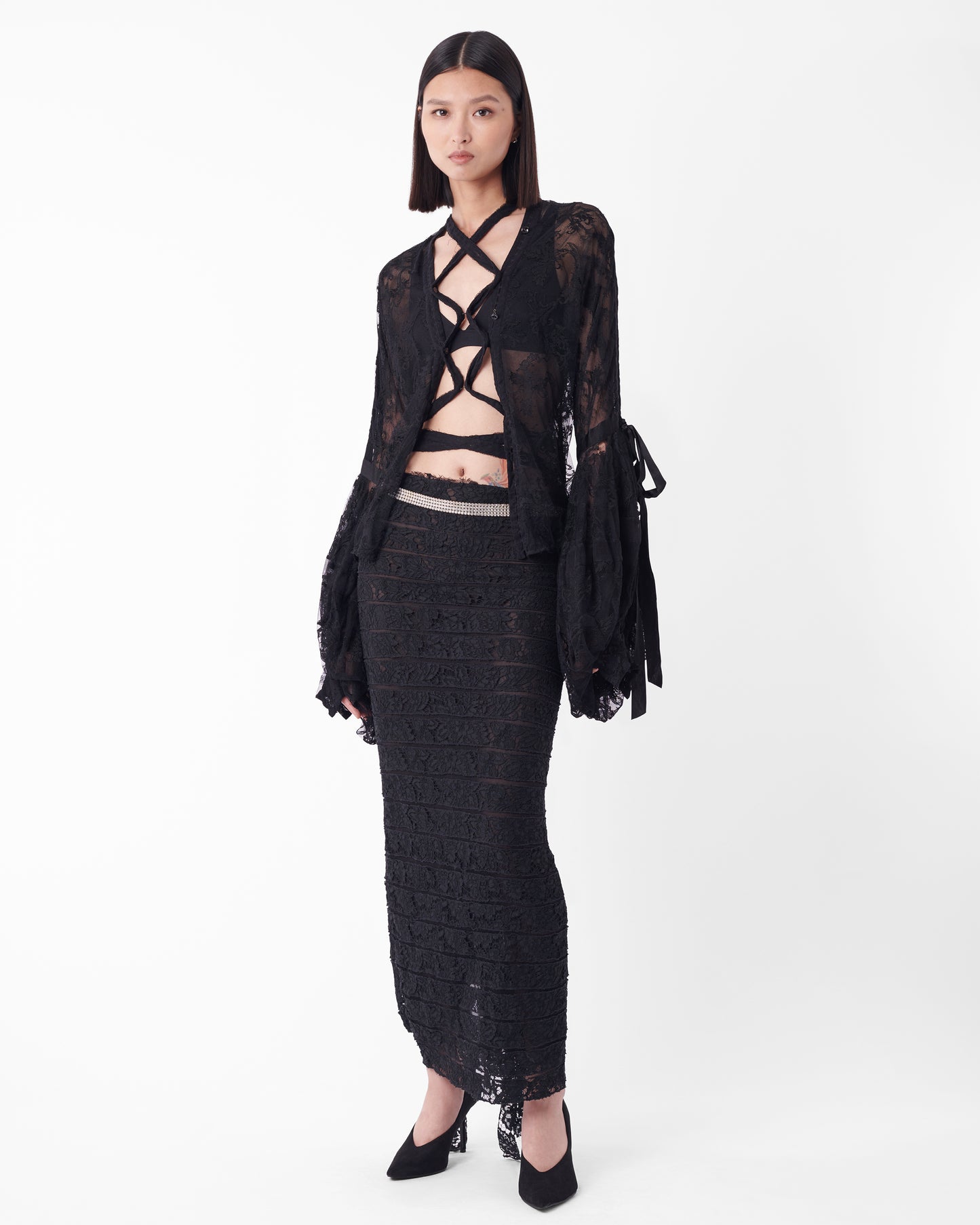Vintage F/W 2002 Runway Lace Tie Up Blouse