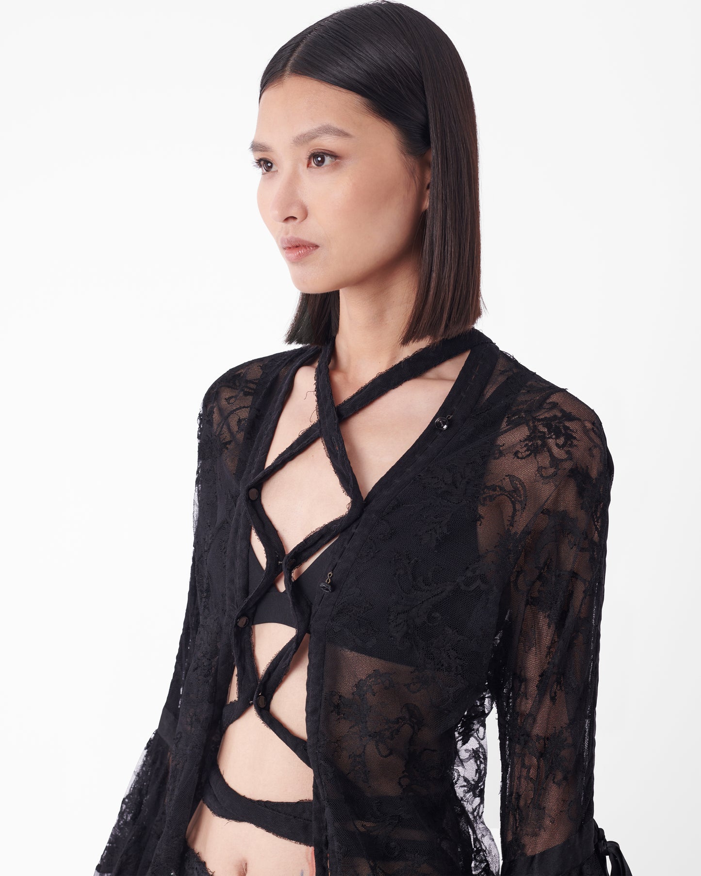 Vintage F/W 2002 Runway Lace Tie Up Blouse