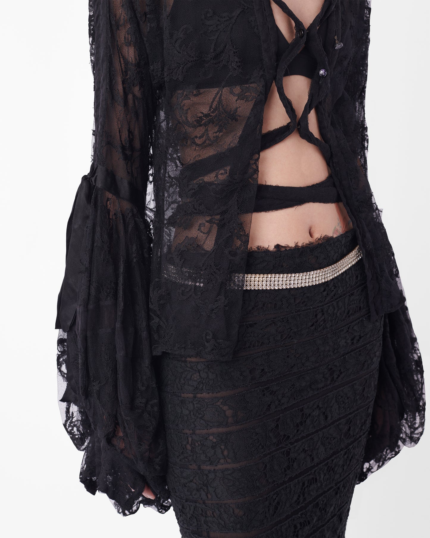 Vintage F/W 2002 Runway Lace Tie Up Blouse