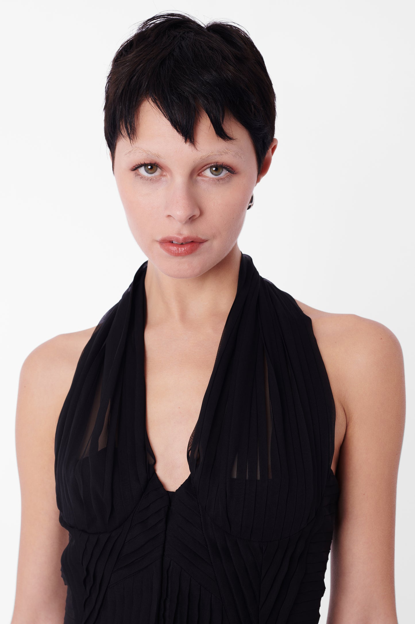 Vintage S/S 2003 Black Silk Pleat Top