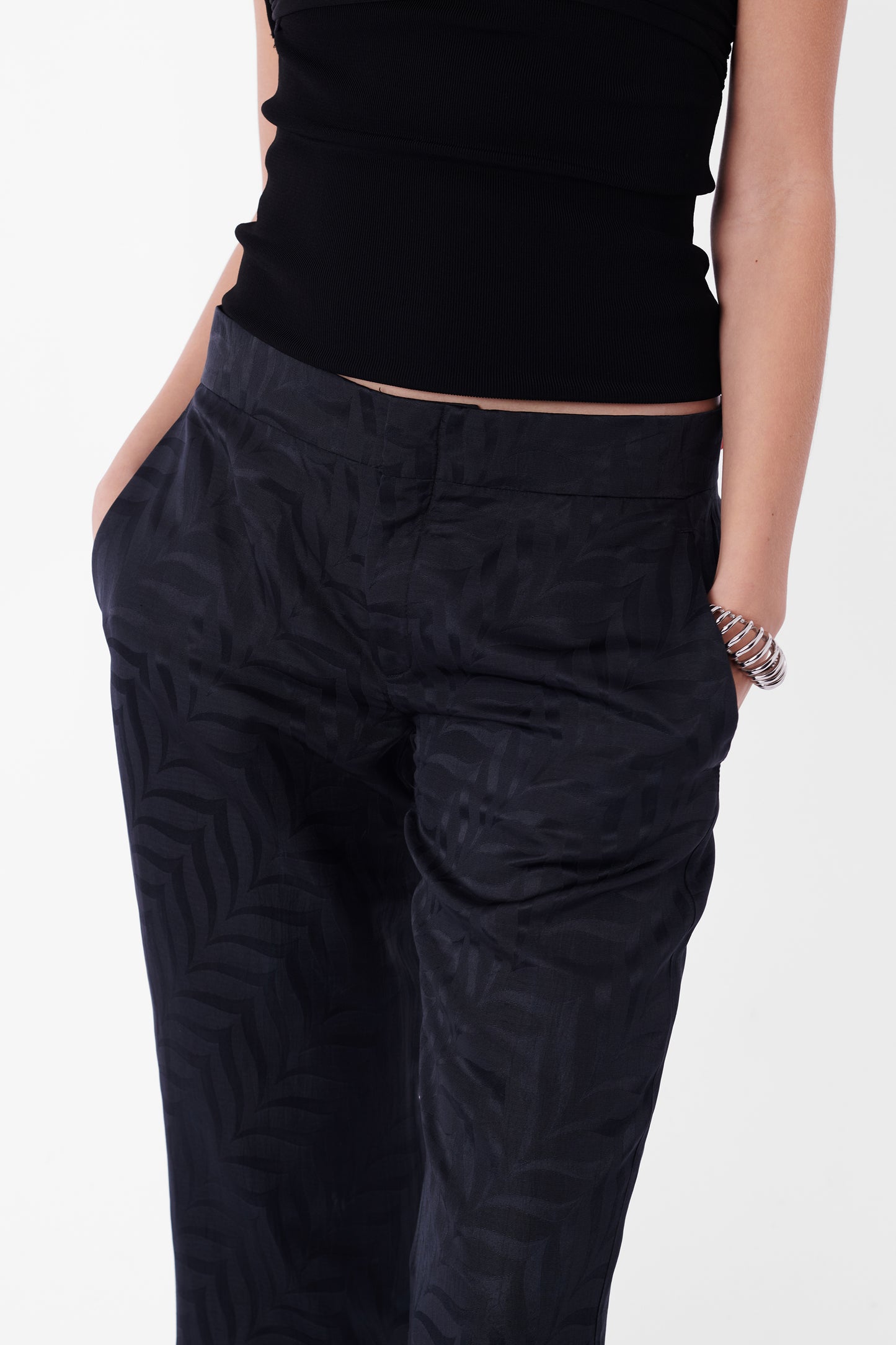 Vintage F/W 2002 Embossed Navy Silk Trousers