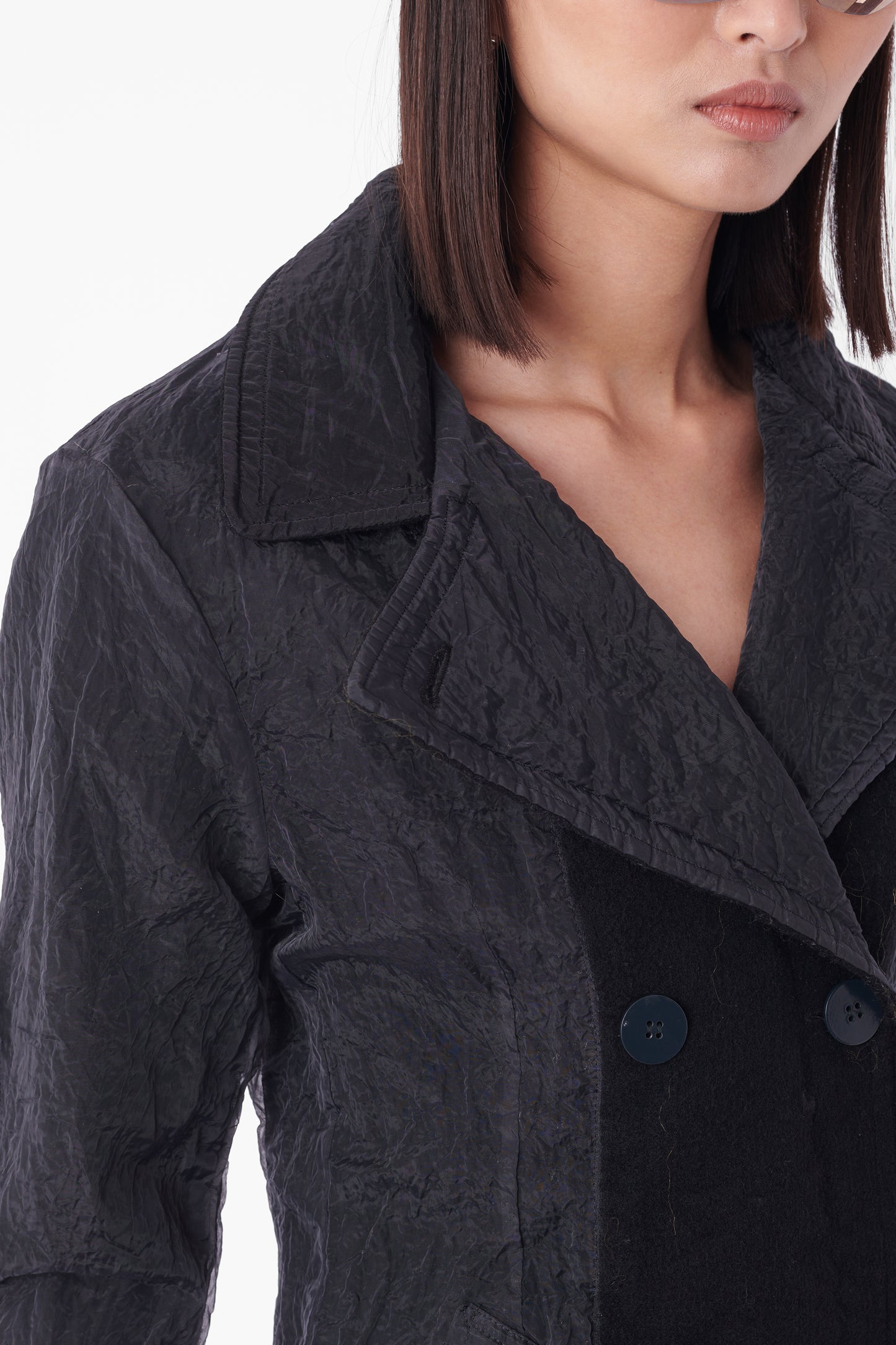 Serie 100 Black Mesh Long Coat