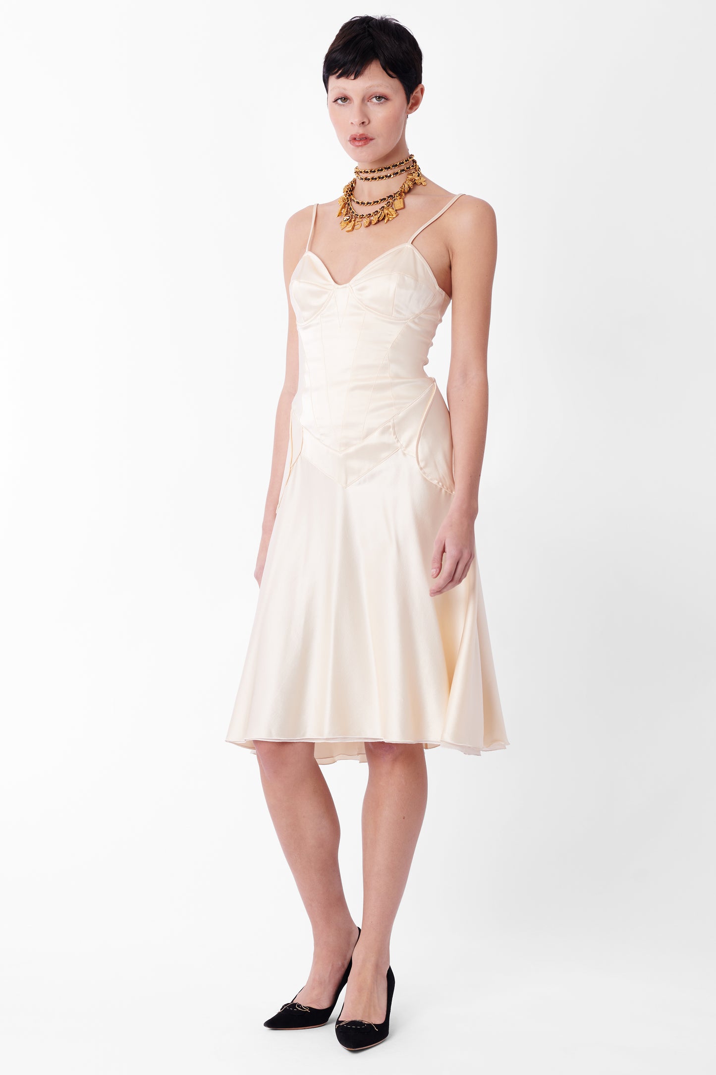 Vintage 2006 Cream Satin Dress