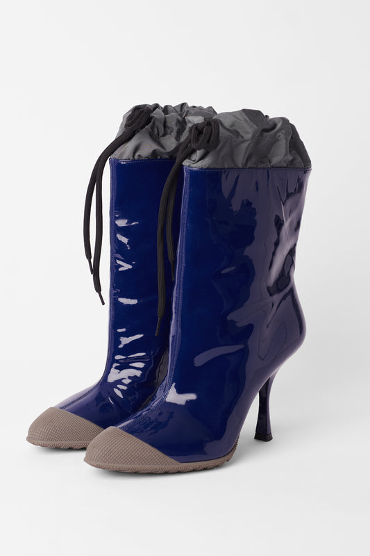 Patent Leather Drawstring Ankle Boot
