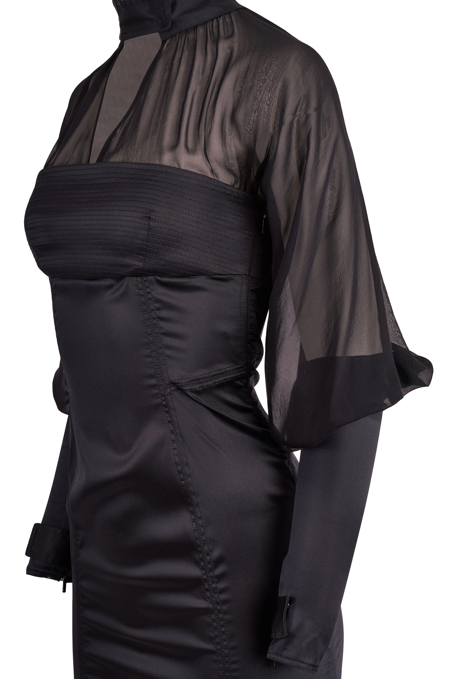 Vintage Gucci 2003 By Tom Ford Satin Silk Black Dress