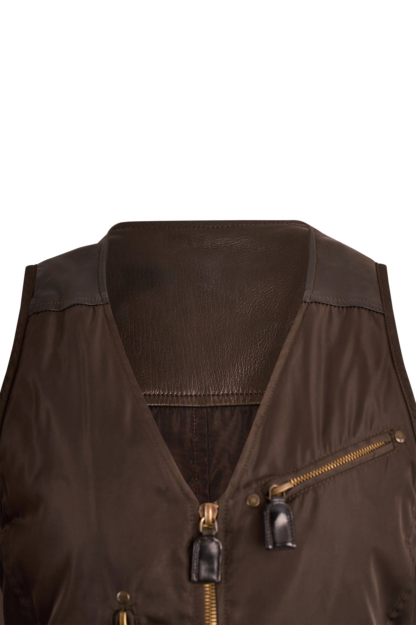 Vintage F/W 1994 Nylon/Leather Brown Utility Vest