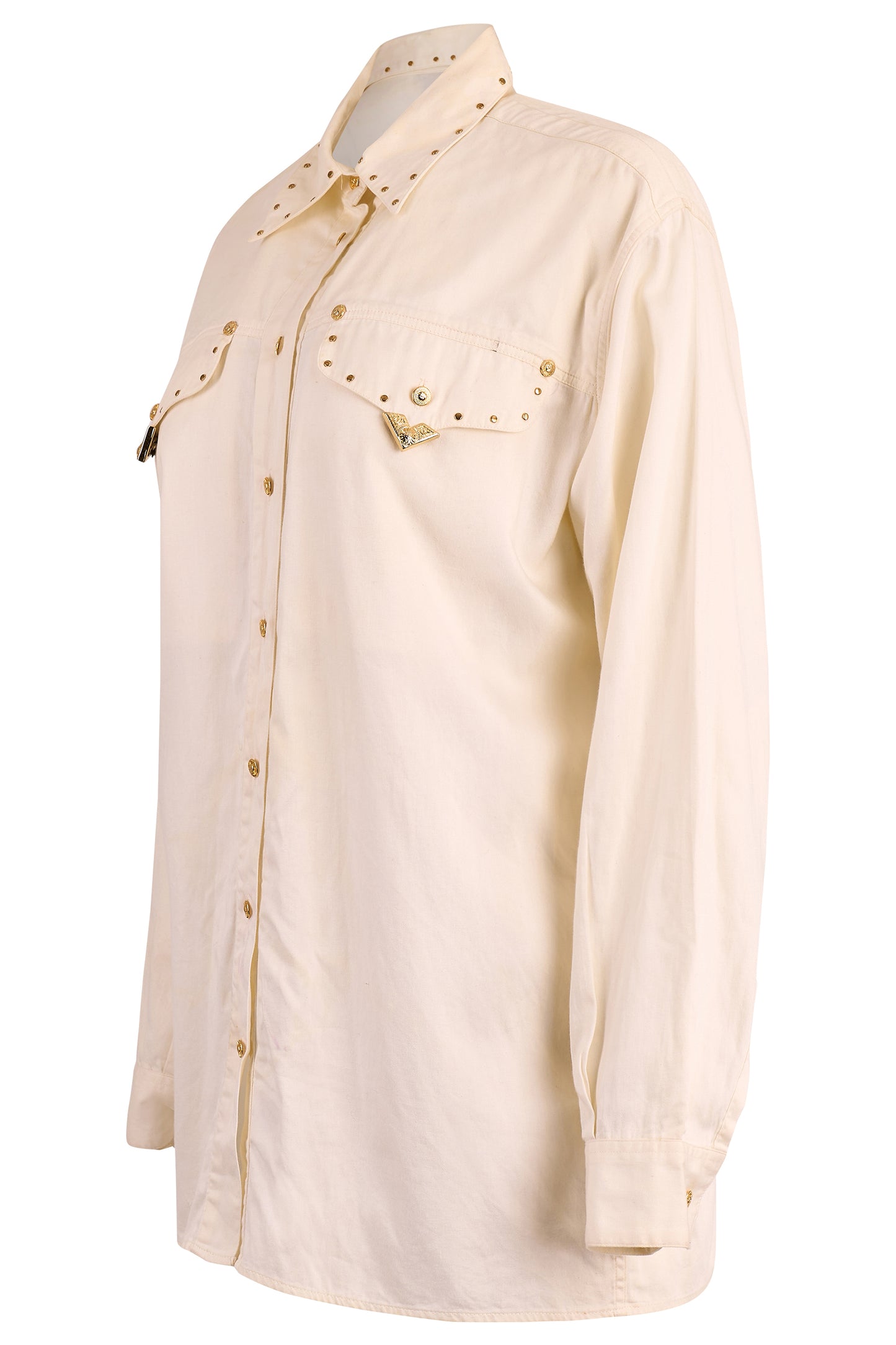 Vintage Versace F/W 1992 " Miss S&M" White Studs Shirts