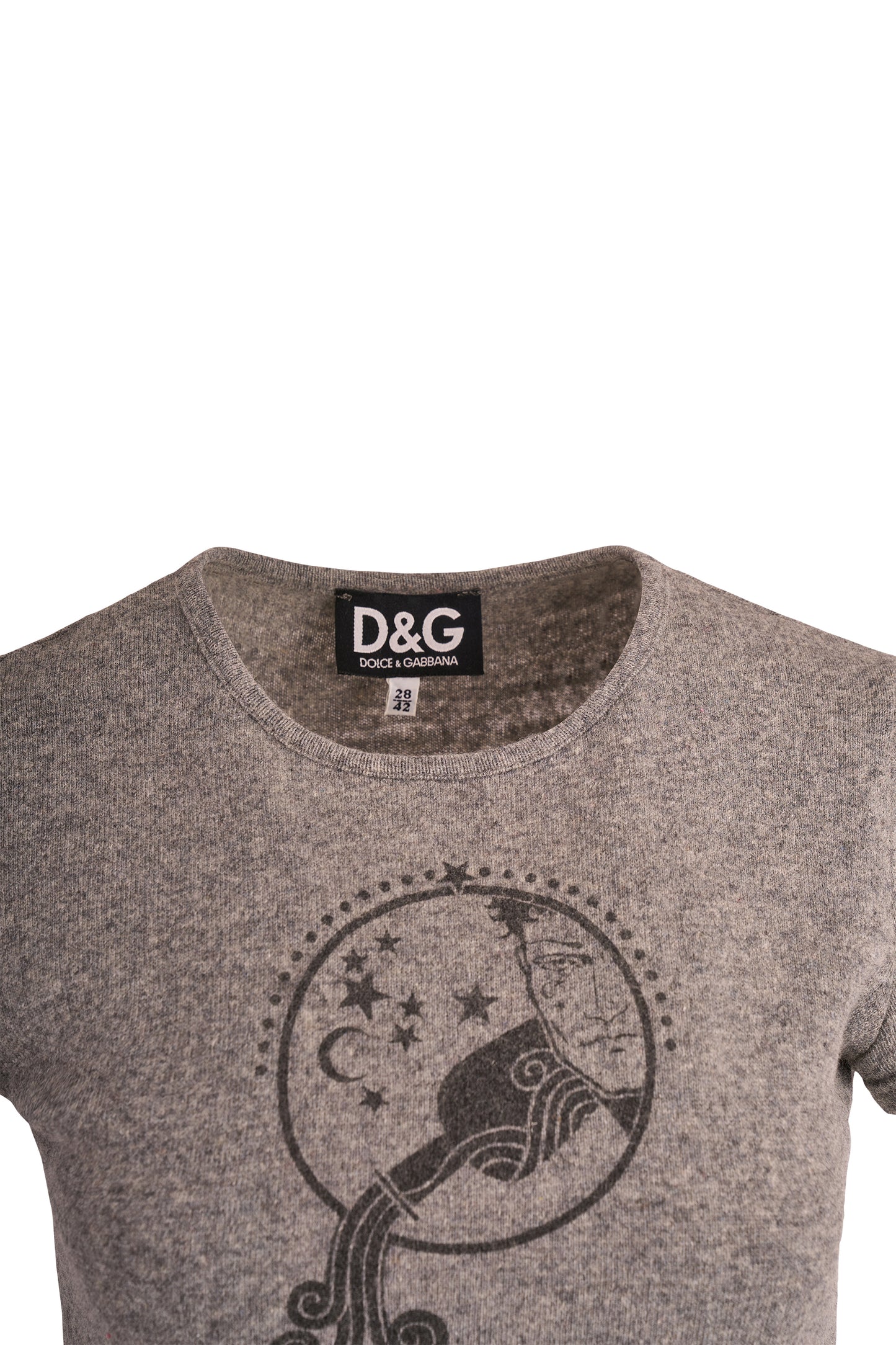 Vintage D&G Grey Knit " Aquarius" Print Top