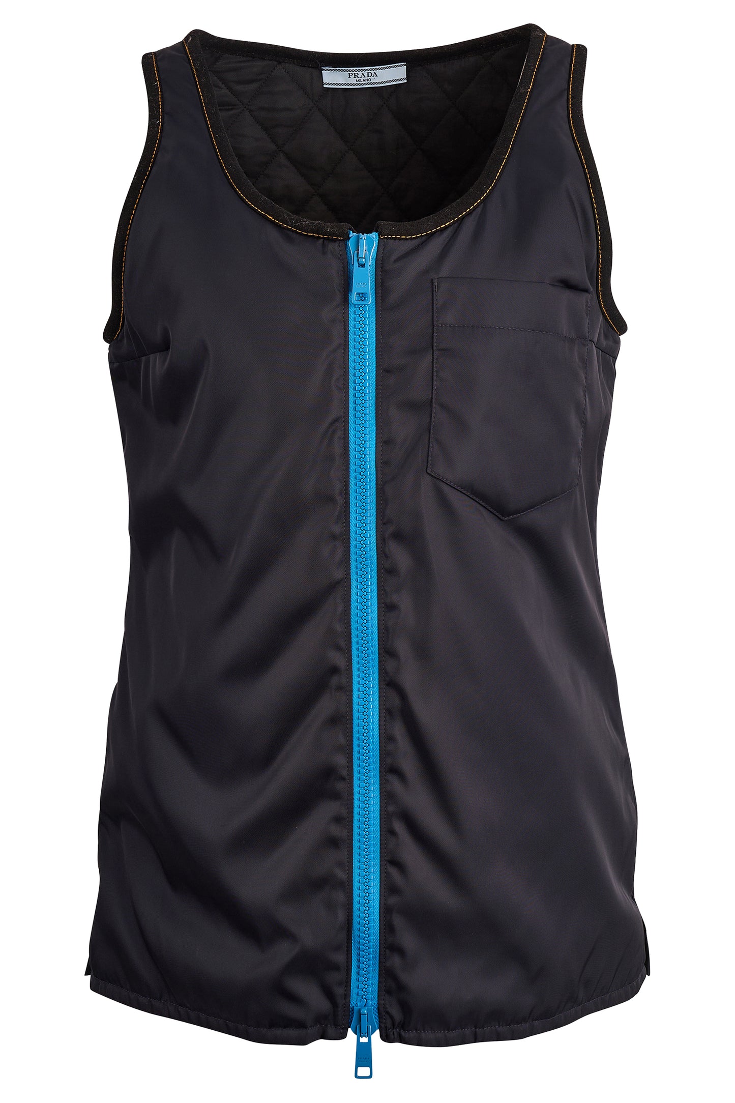 Prada 2016 Nylon Navy Blue Zip Up Sleeveless Vest