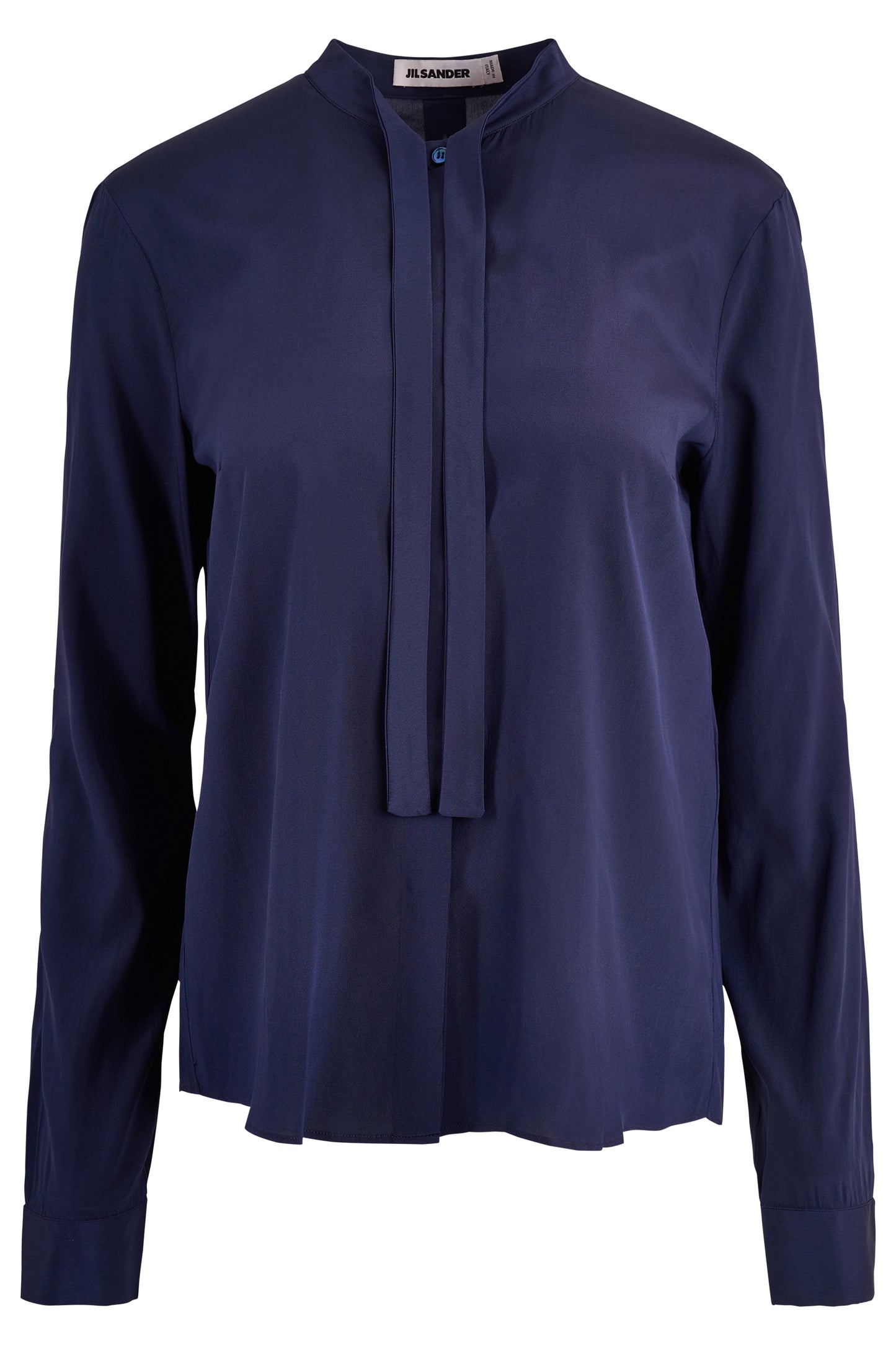 Jil Sander Navy Blue Silk Tie Up Blouse