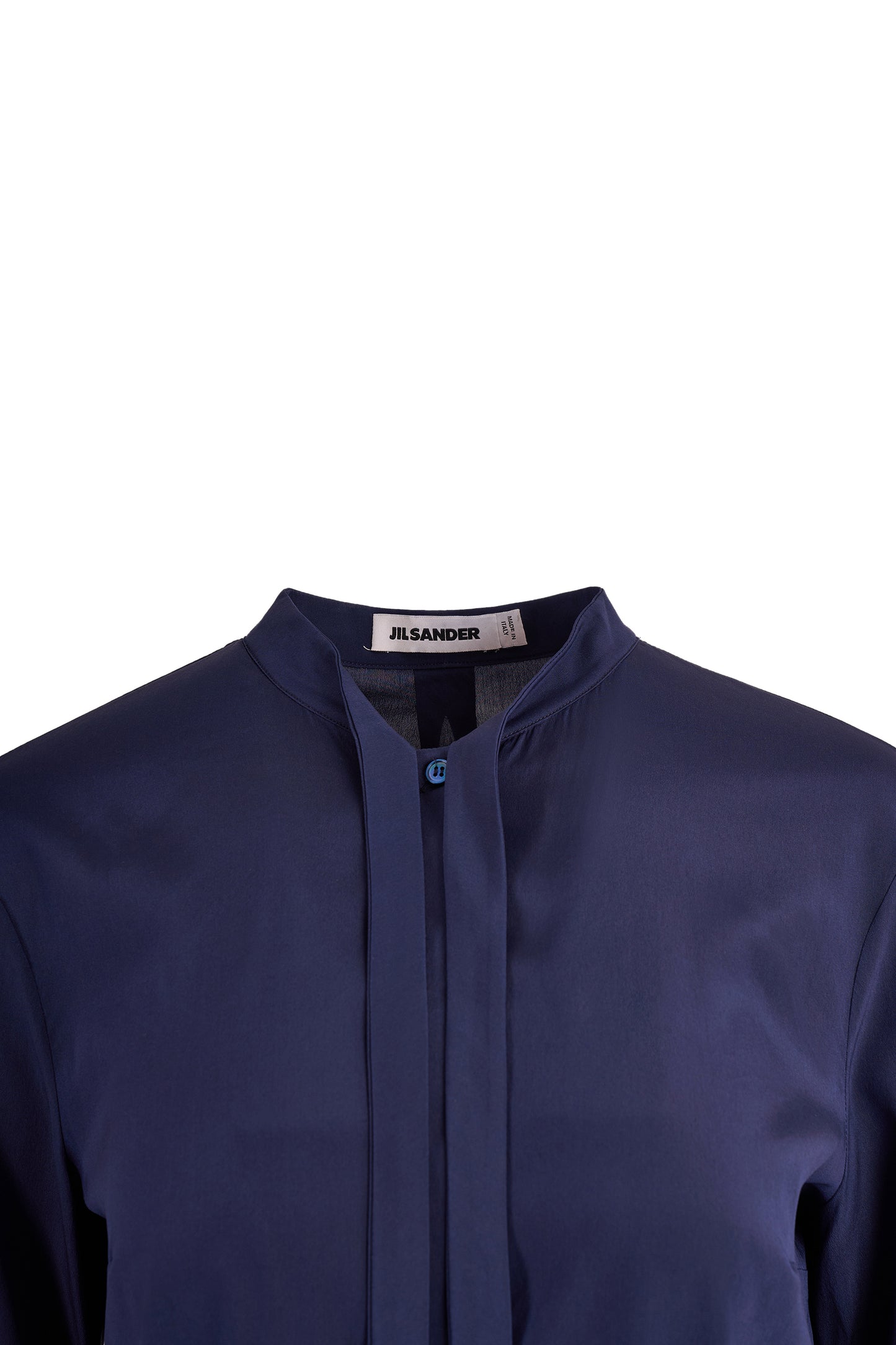 Jil Sander Navy Blue Silk Tie Up Blouse