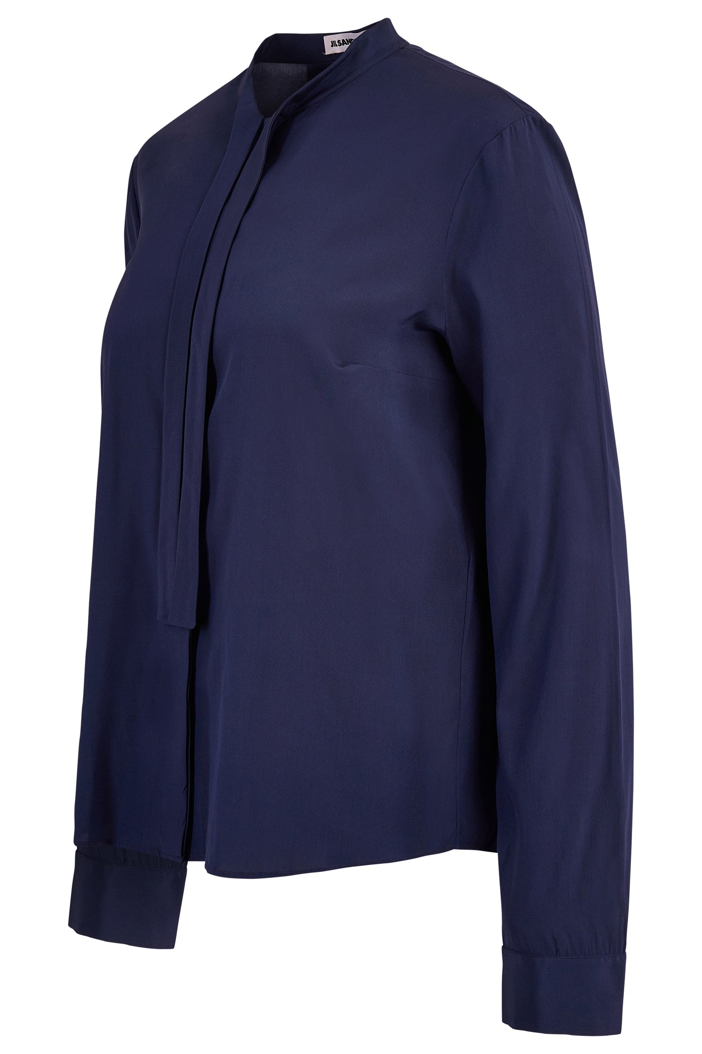 Jil Sander Navy Blue Silk Tie Up Blouse