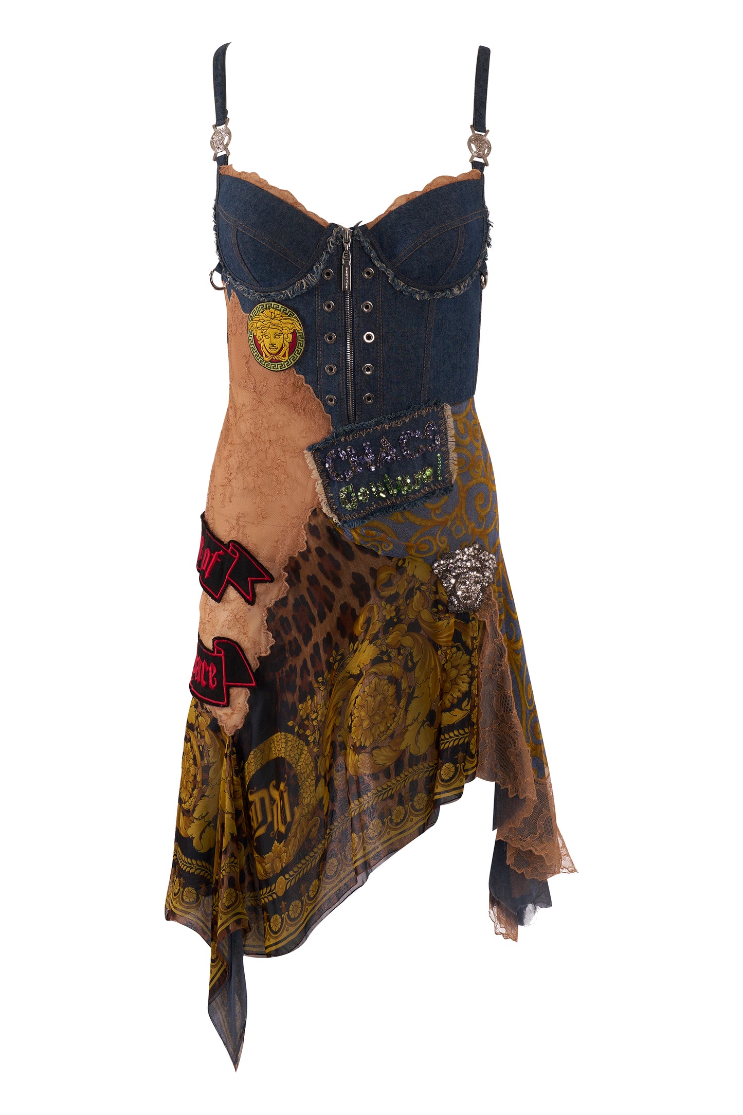 Vintage Versace S/S 2005 Couture Embellished Denim Dress