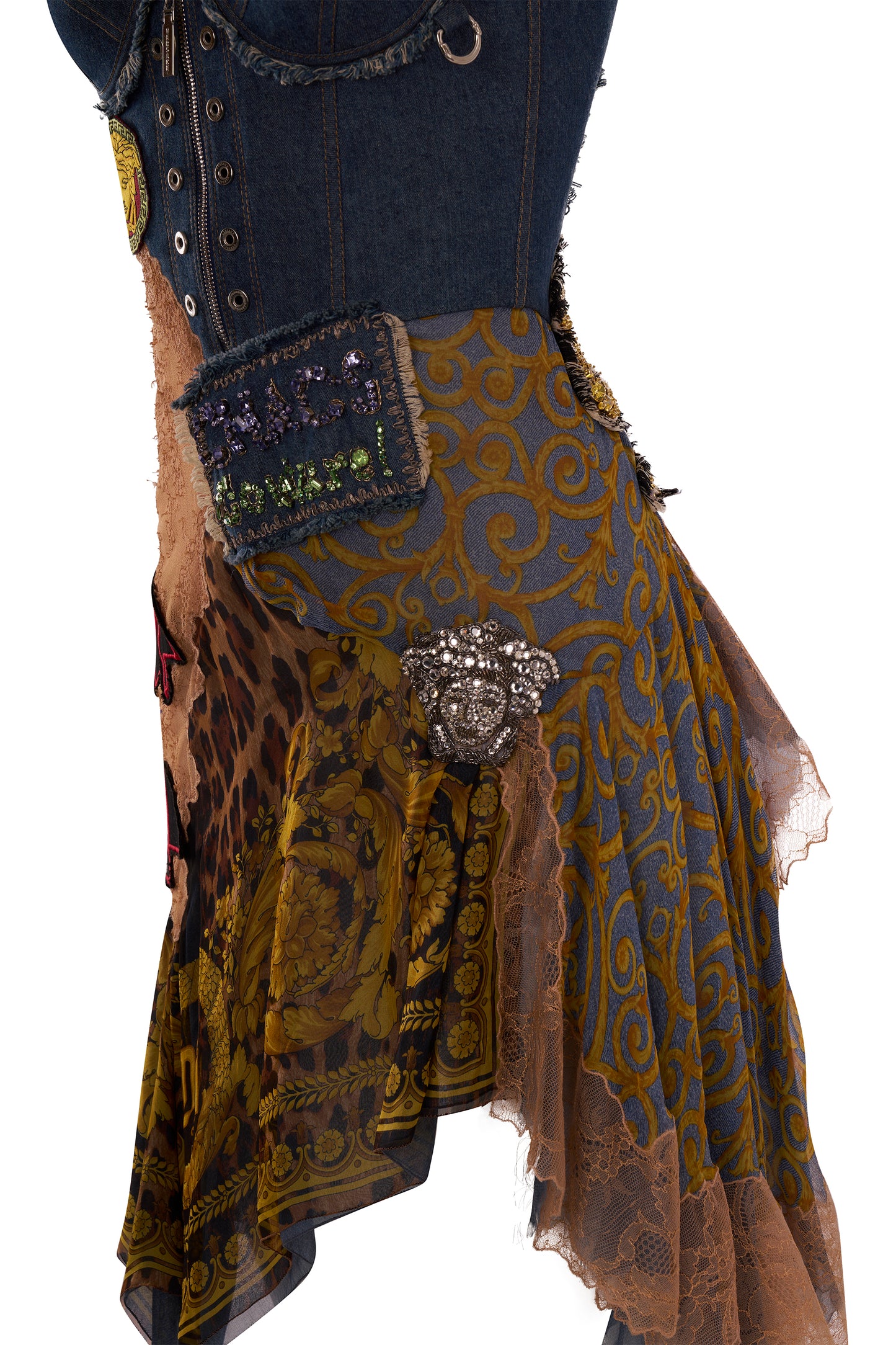 Vintage Versace S/S 2005 Couture Embellished Denim Dress