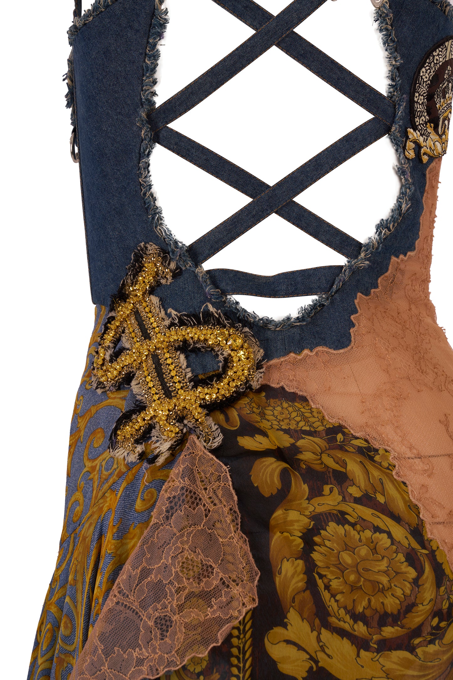 Vintage Versace S/S 2005 Couture Embellished Denim Dress