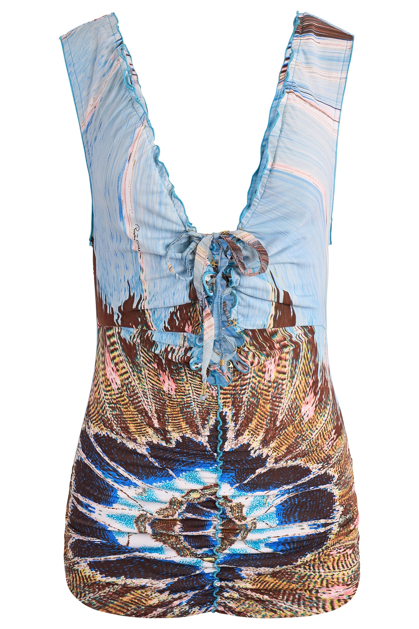 Roberto Cavalli S/S 2004 Runway Feather Print Top