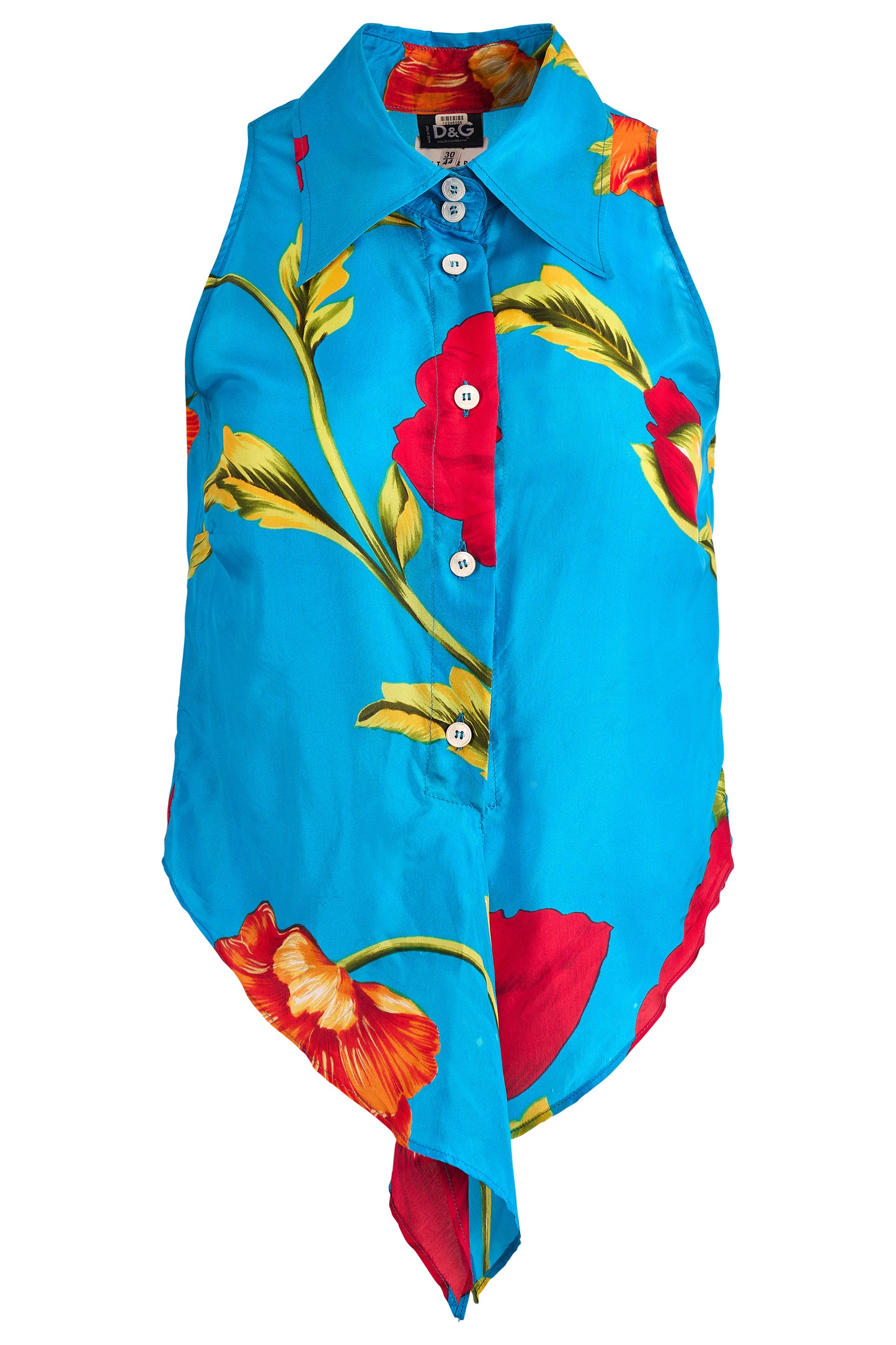 Vintage D&G 2000's Floral Silk Tie Up Blouse