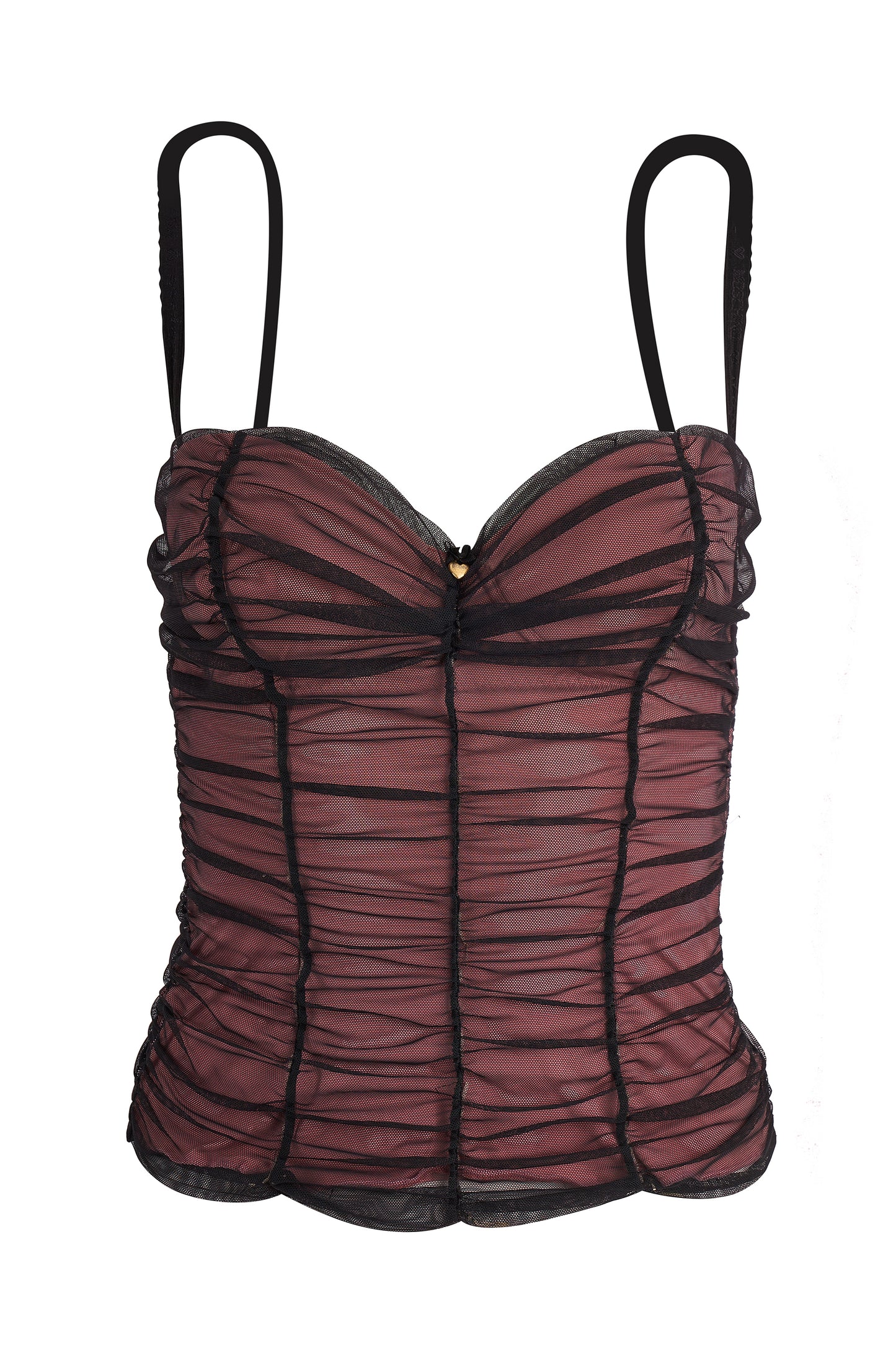 Moschino Black Sheer Nude Ruched Corset Top