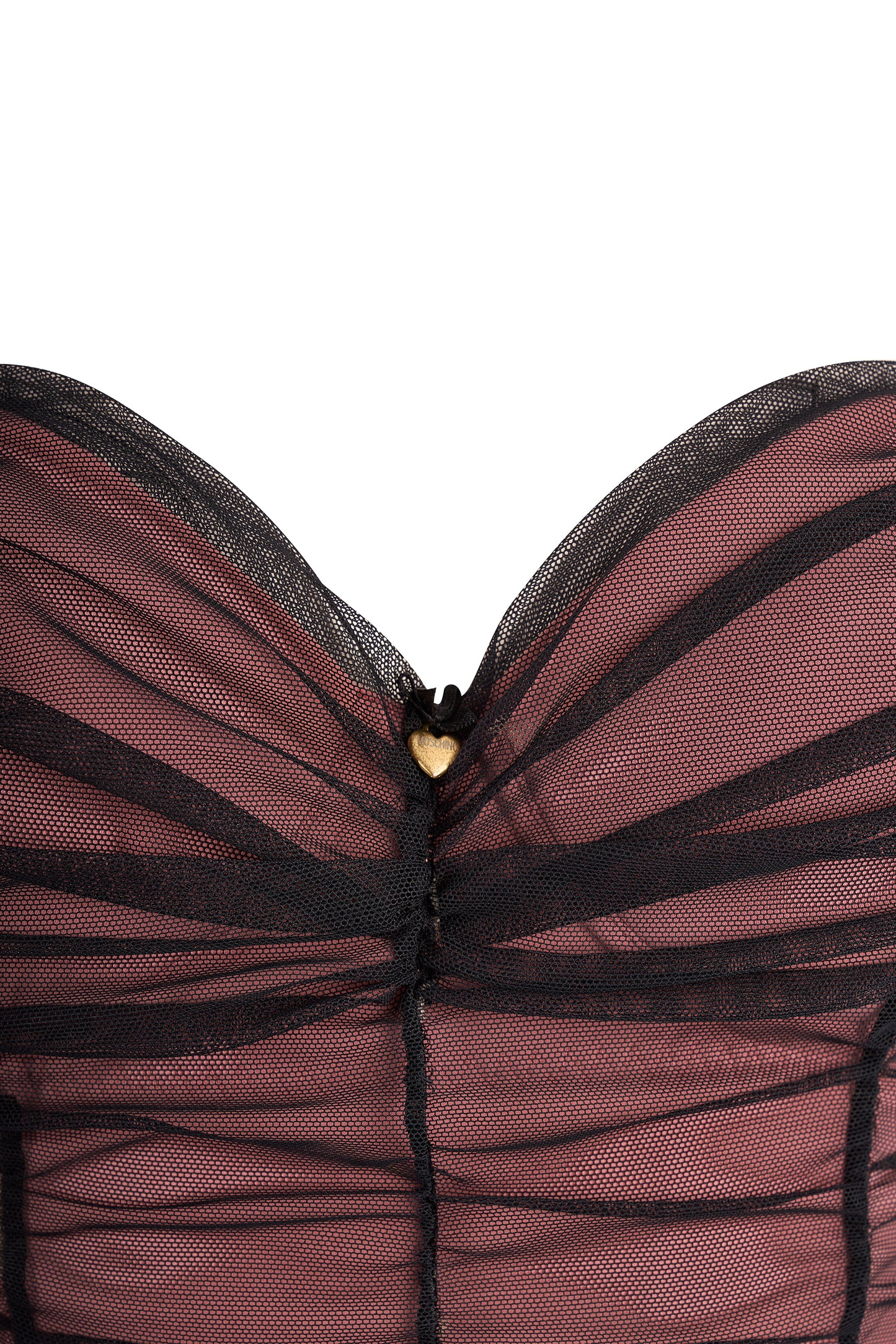 Moschino Black Sheer Nude Ruched Corset Top
