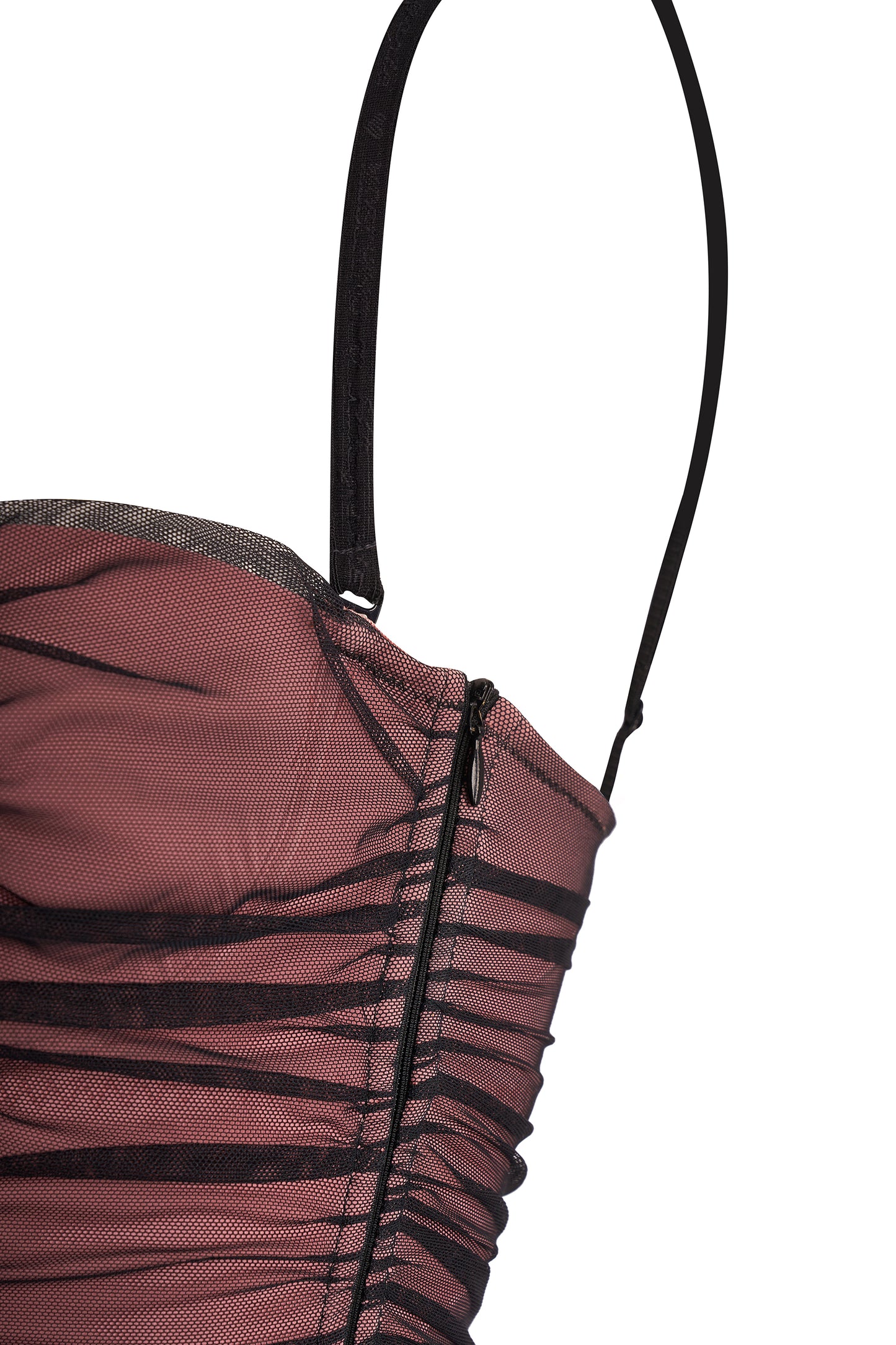 Moschino Black Sheer Nude Ruched Corset Top