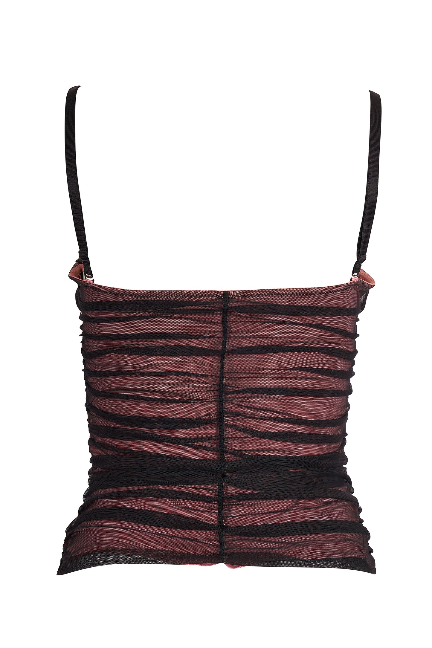 Moschino Black Sheer Nude Ruched Corset Top