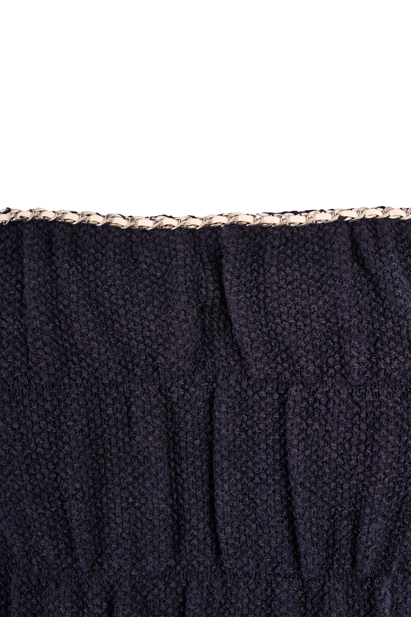 Chanel S/S 2021 Navy Blue Off Shoulder Knit Top