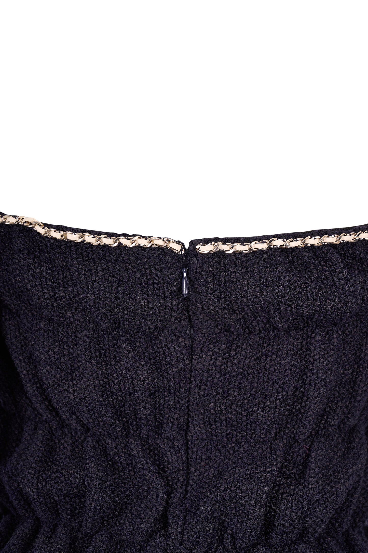 Chanel S/S 2021 Navy Blue Off Shoulder Knit Top